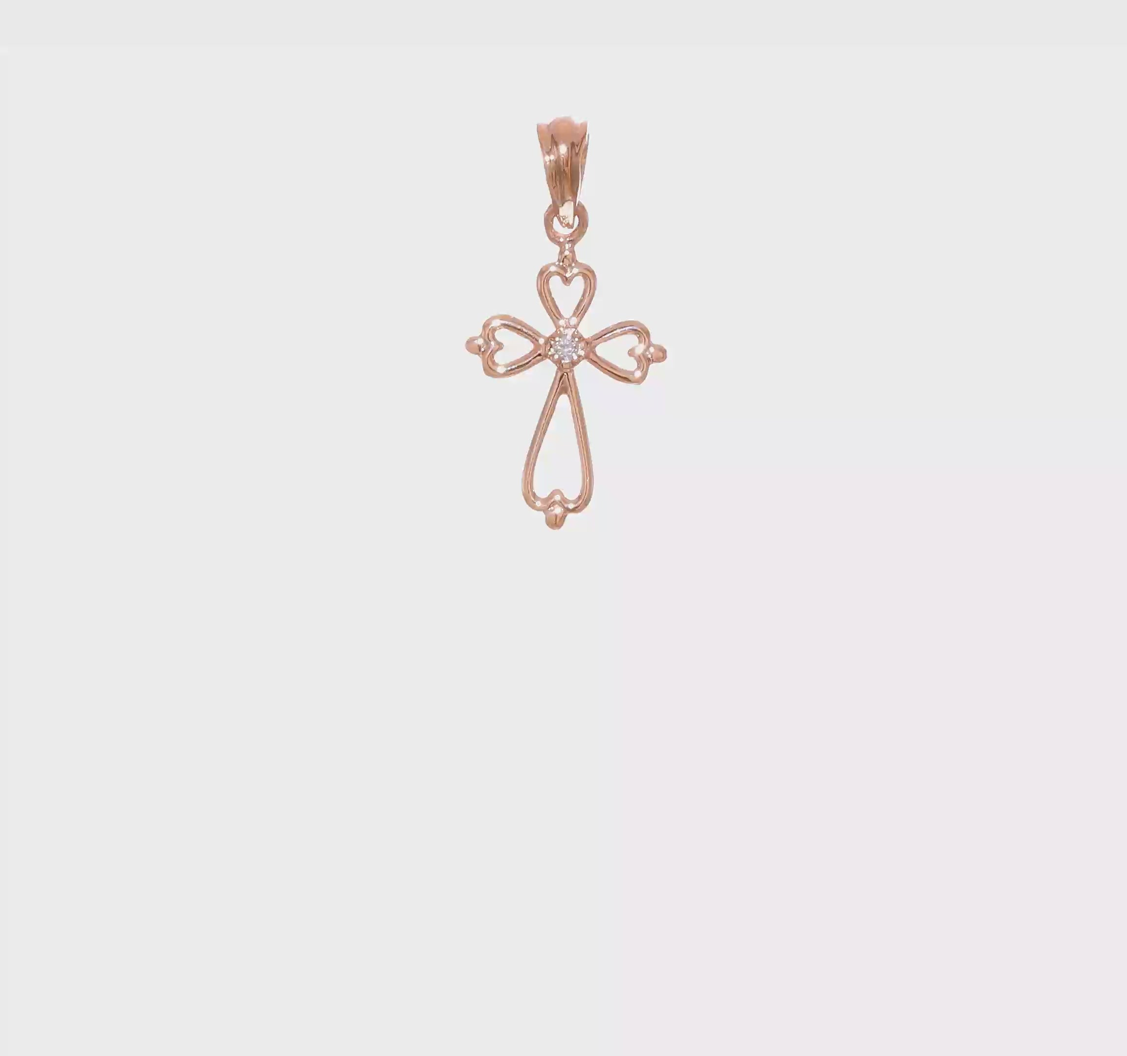 14KT Rose Gold Diamond Accented Cross Pendant