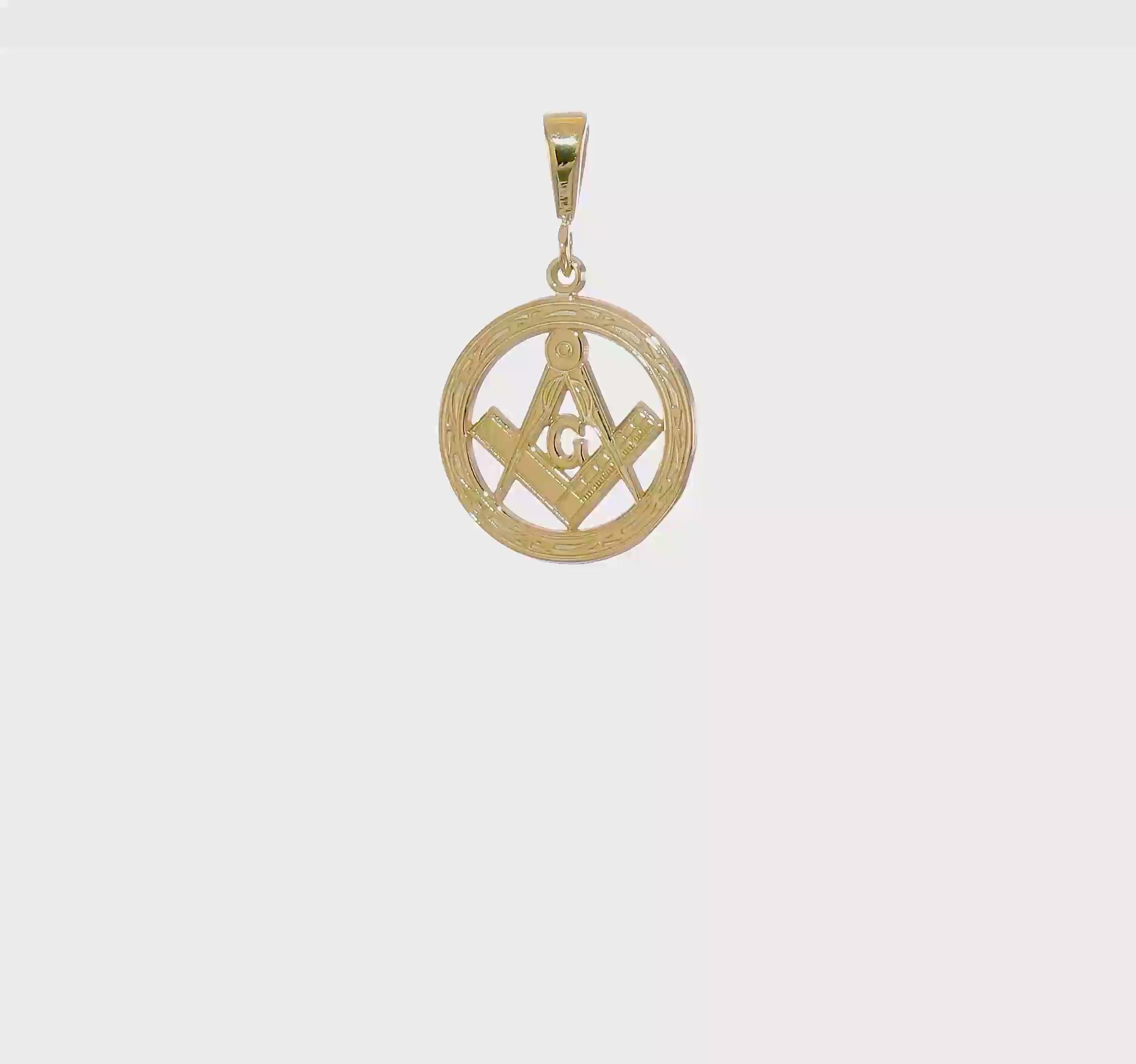 10kt Yellow Gold Polished and Textured Masonic Symbol Pendant