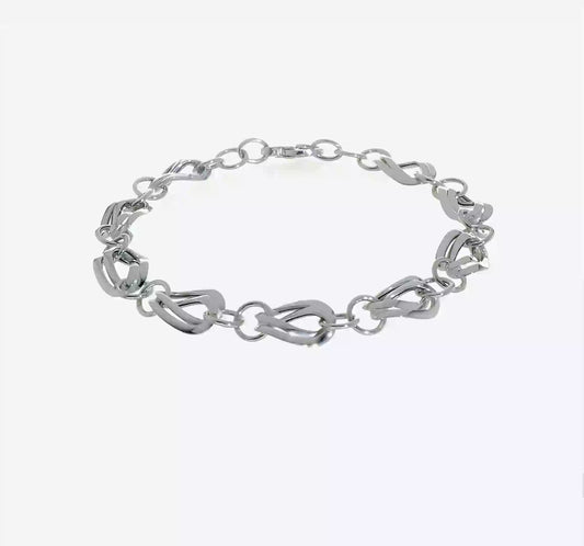 14kt White Gold Polished Fancy Link w/ .5 inch ext Bracelet