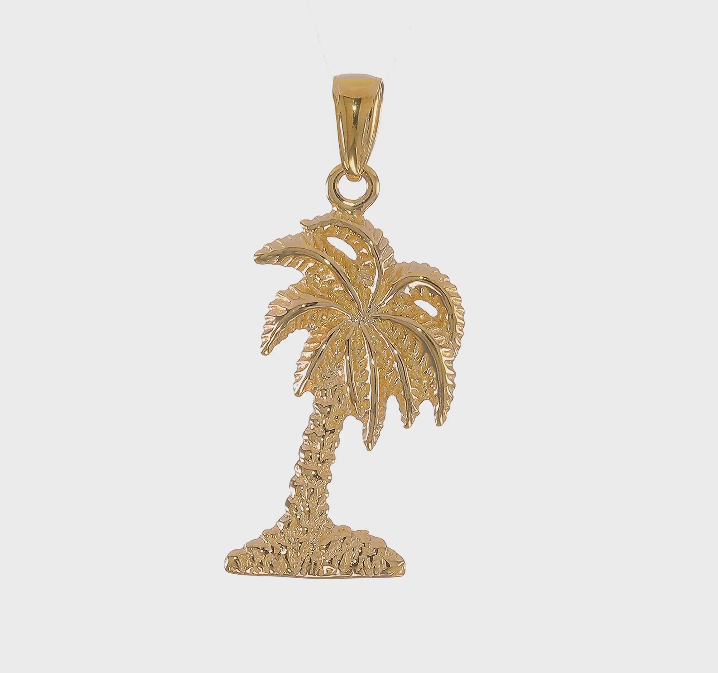 14kt Yellow Gold Palm Tree Pendant