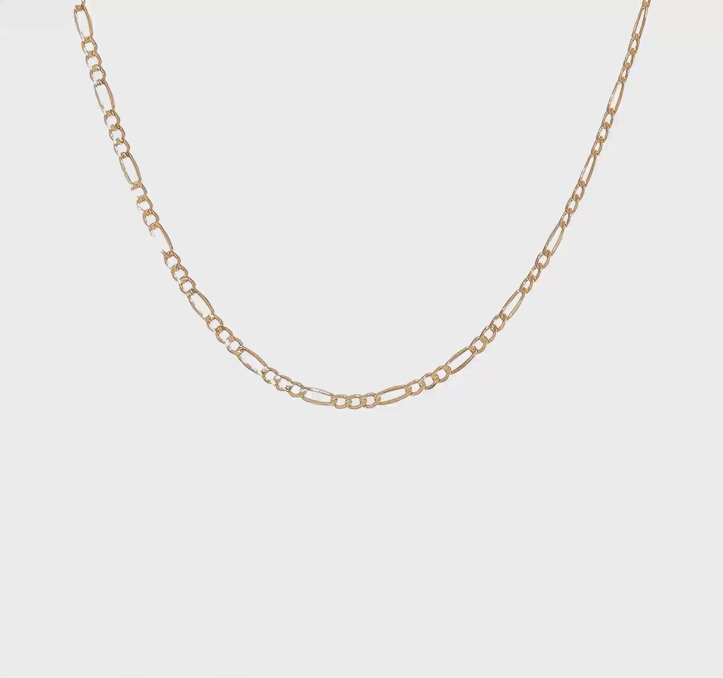 10kt Yellow Gold 2.5mm Semi-Solid Figaro Chain