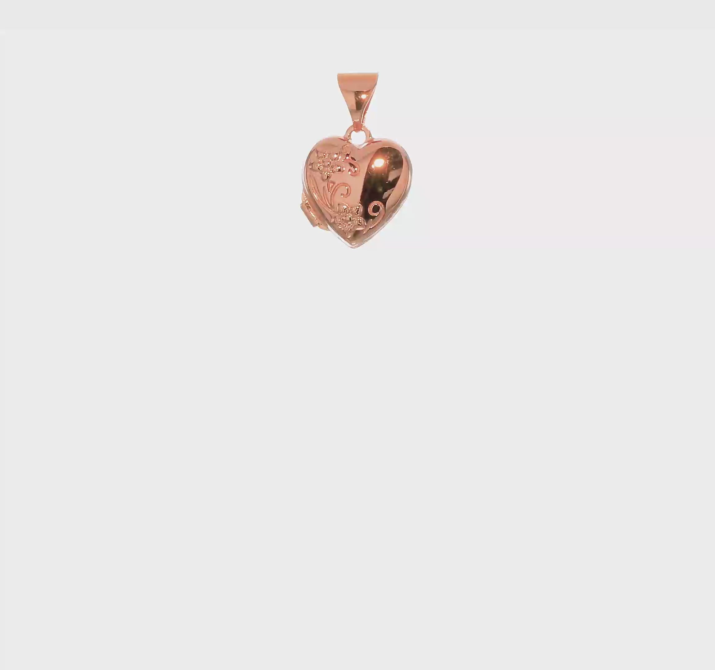 14kt Rose Gold 10mm Floral Heart Locket