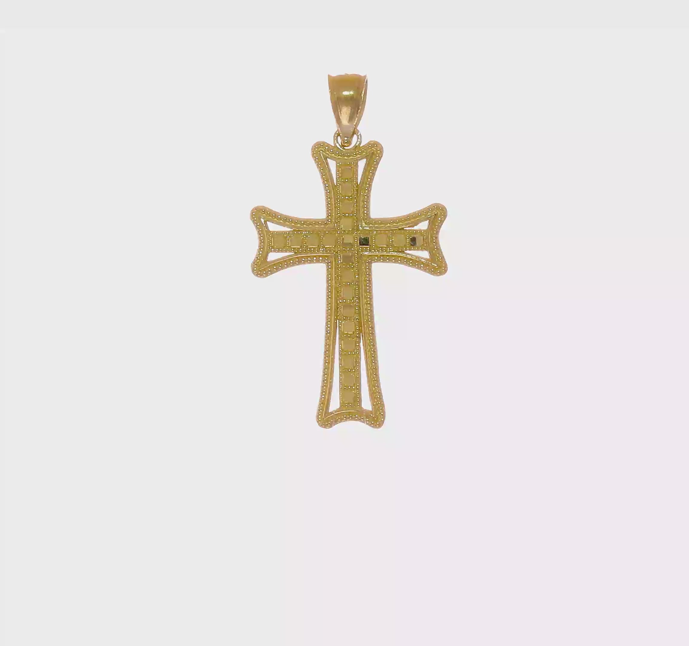 14kt Yellow Gold Diamond-cut Cross Pendant