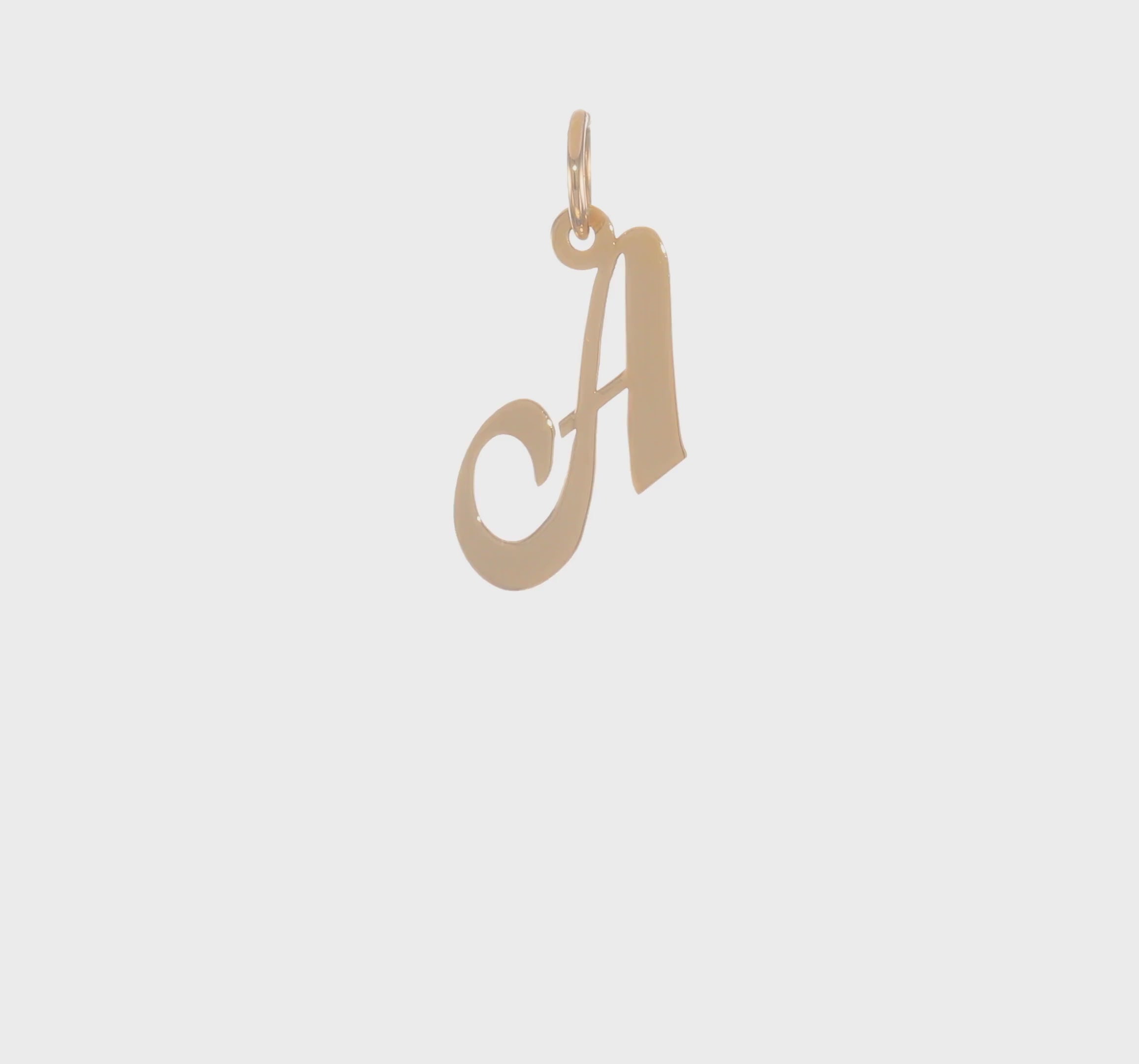 14KT Yellow Gold Small Fancy Script Letter A Initial Charm