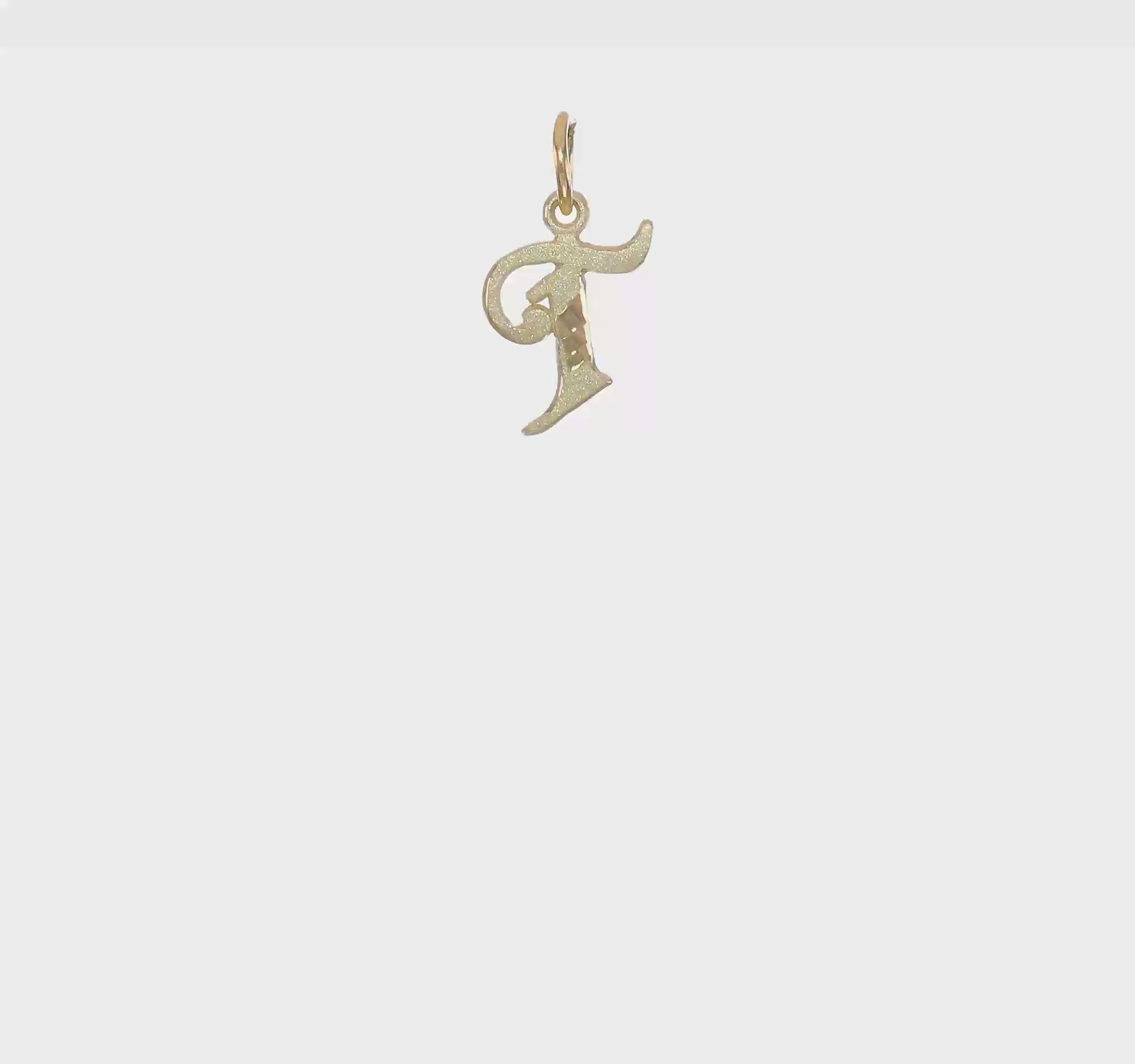 10kt Yellow Gold Initial T Charm