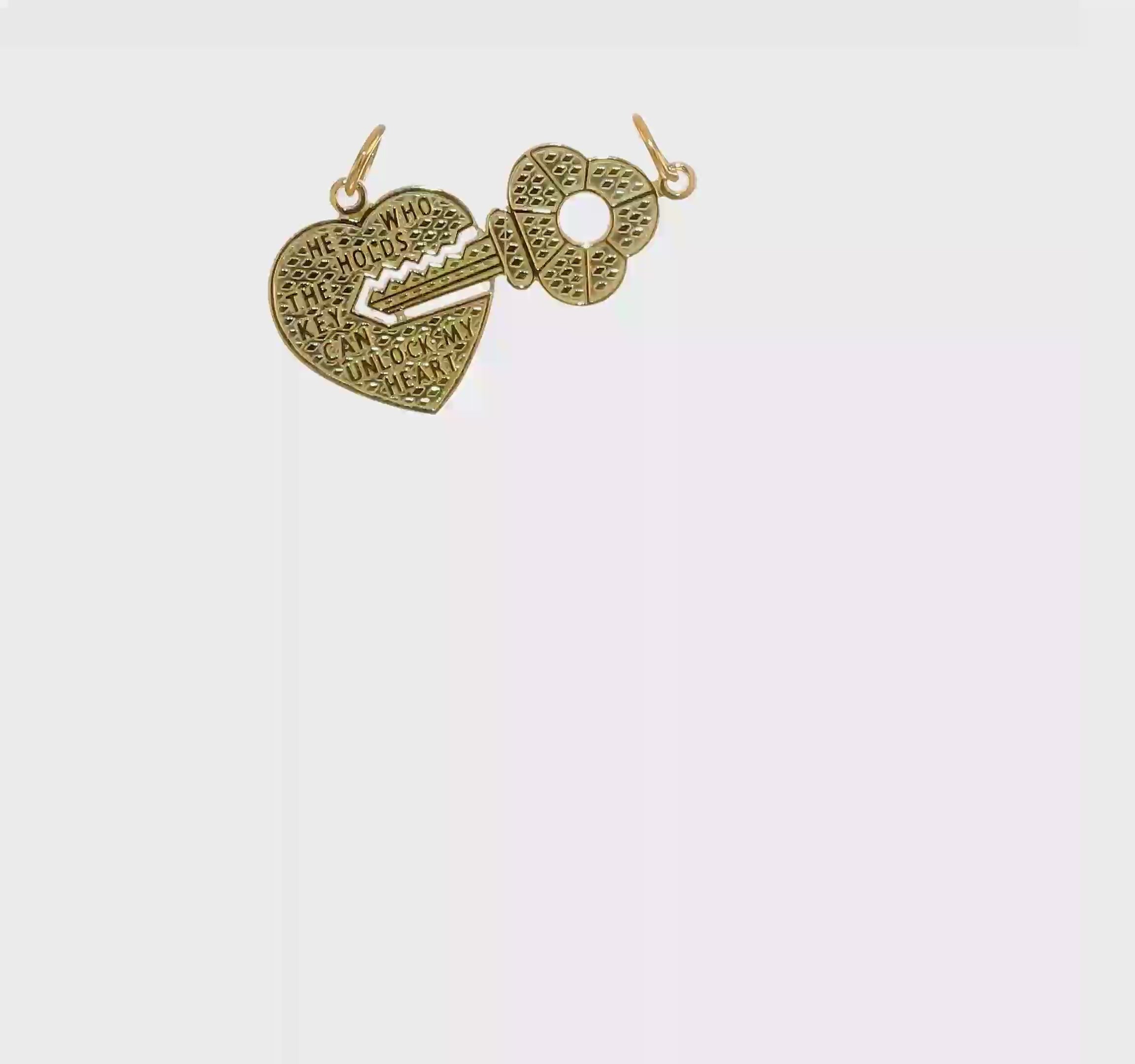10kt Yellow Gold Heart and Key Break-apart Charm