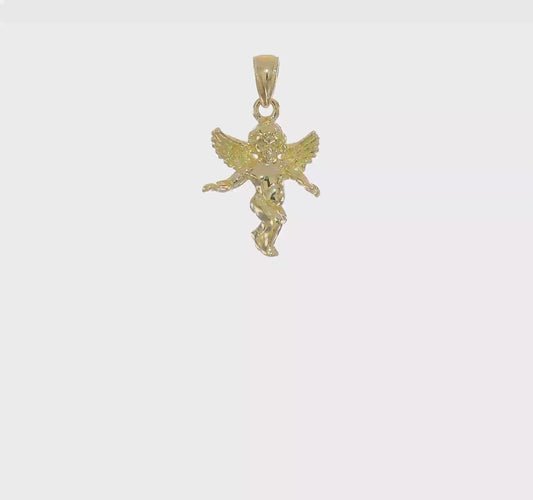 10kt Yellow Gold 3D Polished Solid Angel Pendant
