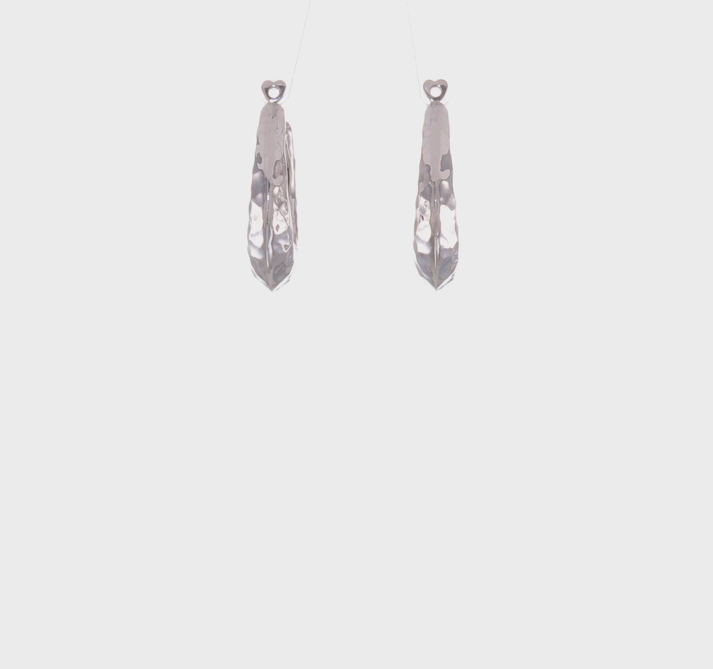 14kt White Gold Hammered Hoop Earring Jackets