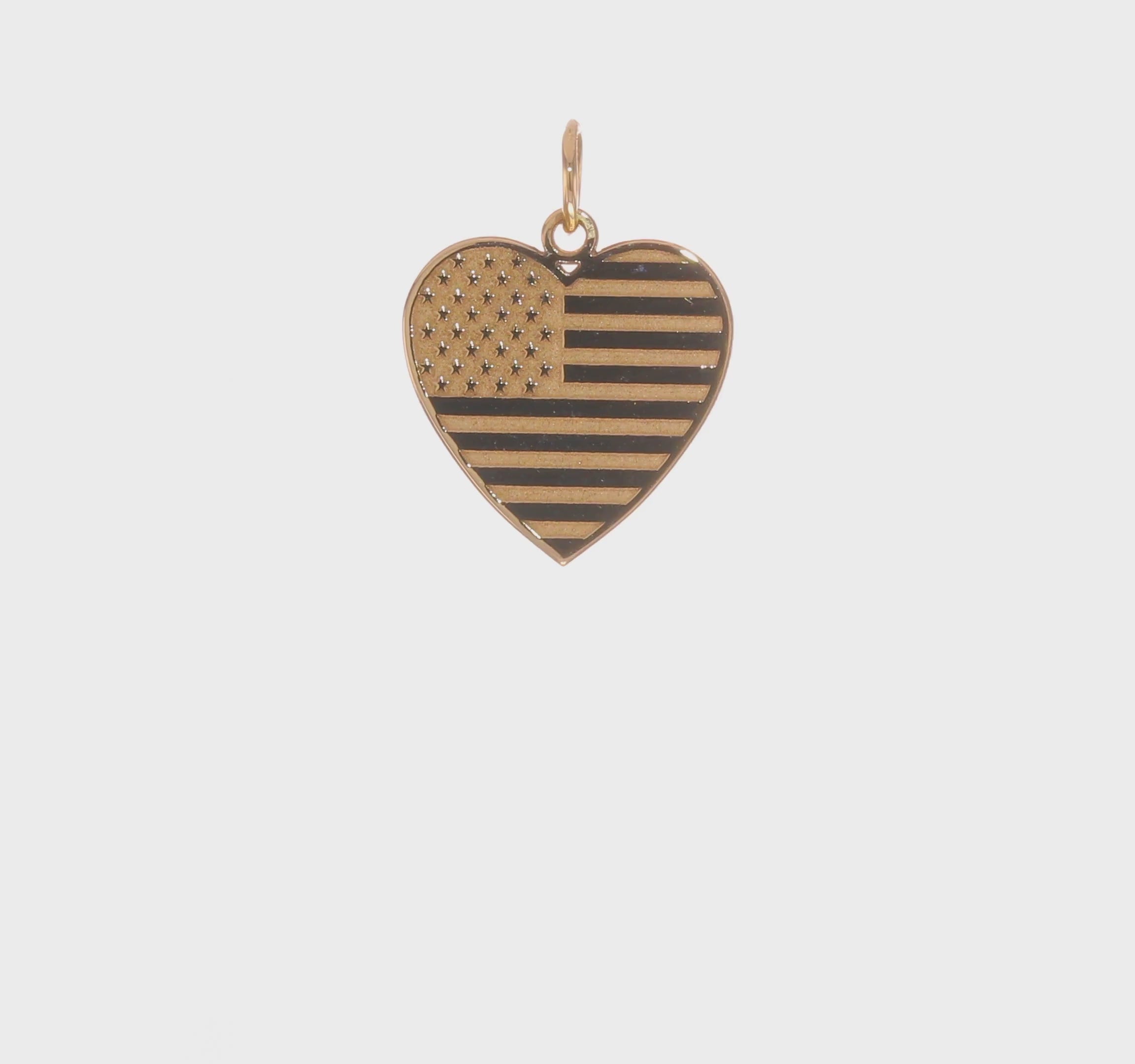 14kt Yellow Gold Flag Heart Charm