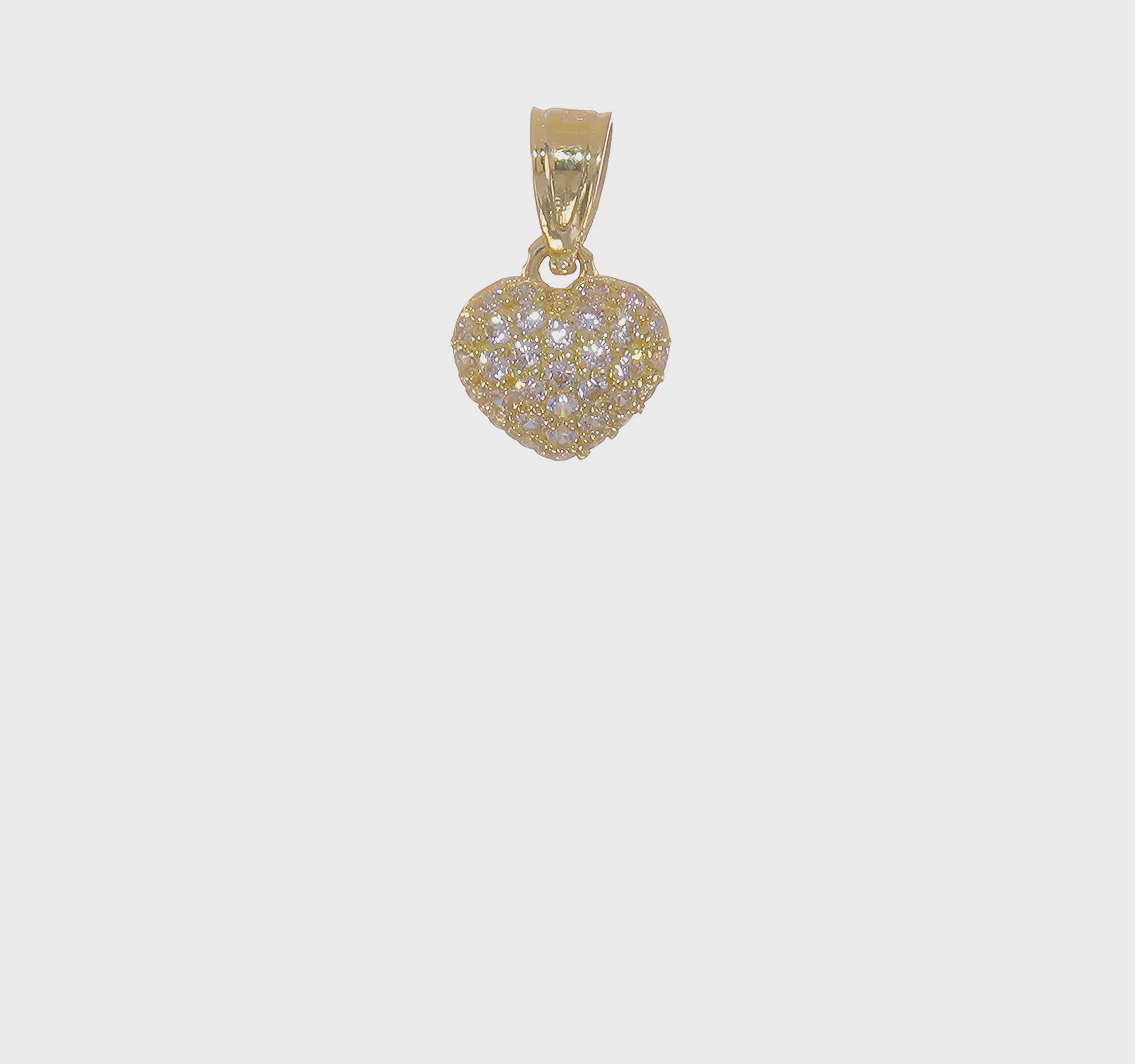 10KT Yellow Gold CZ Micro Pave Heart Pendant