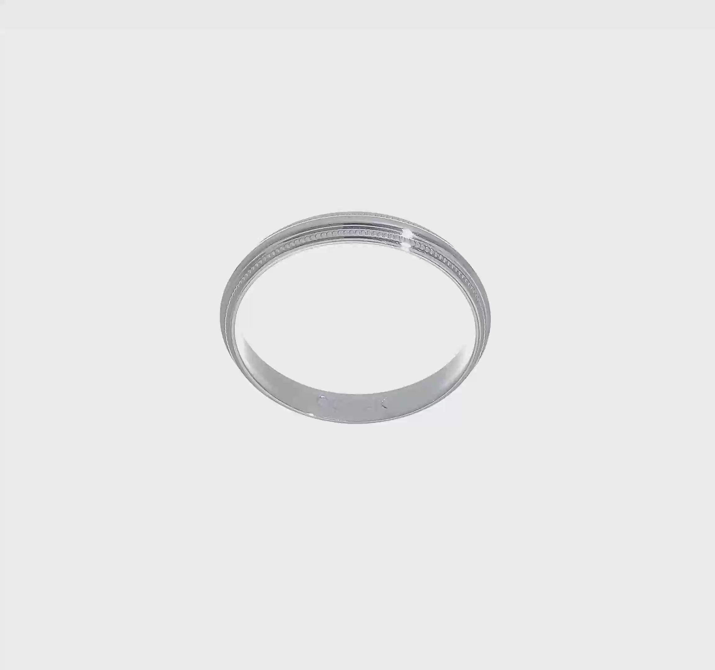 14kt White Gold 3mm Lightweight Milgrain Half Round Wedding Band Size 9