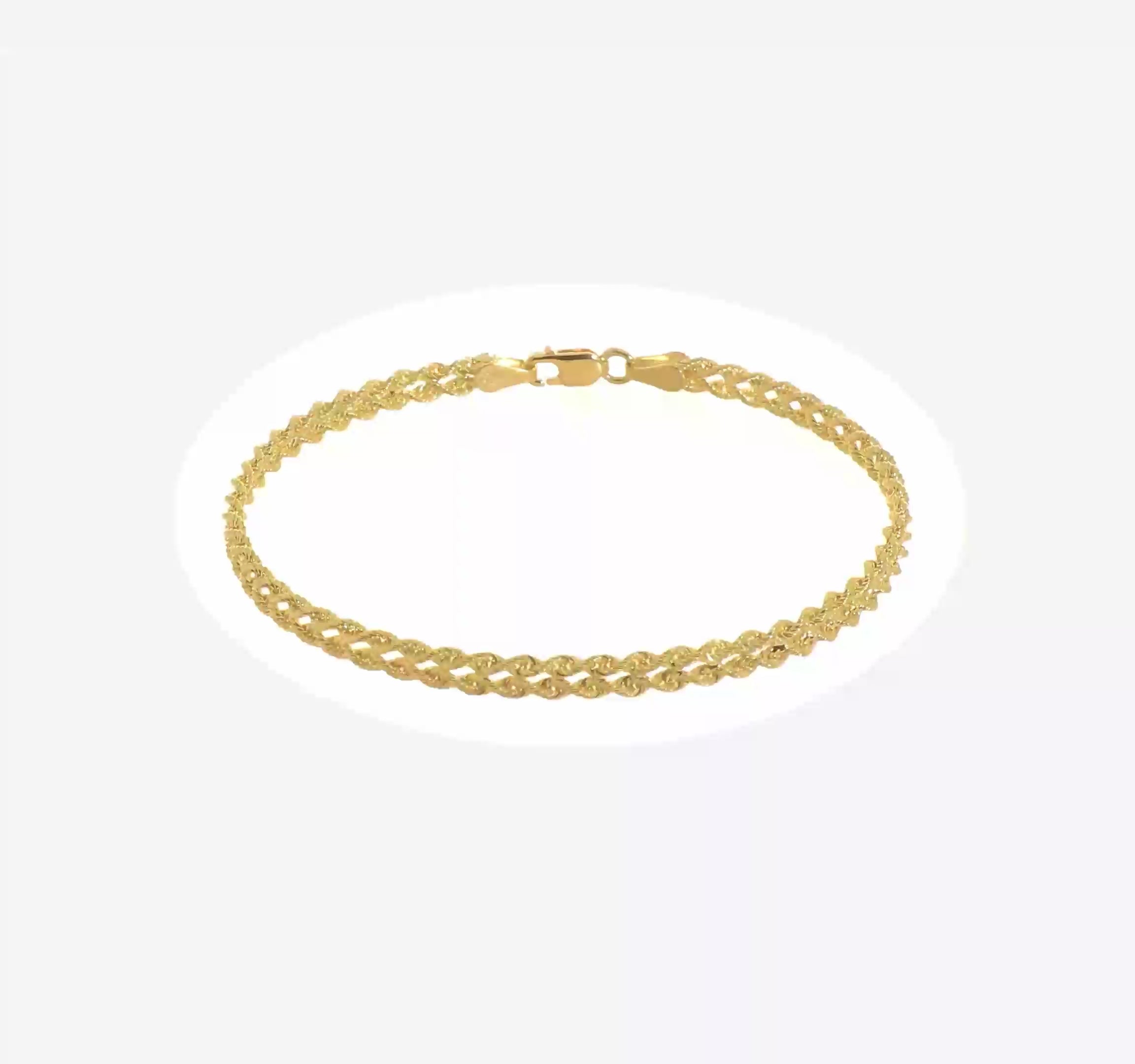 14kt Yellow Gold 3.75mm Double Strand Rope Bracelet