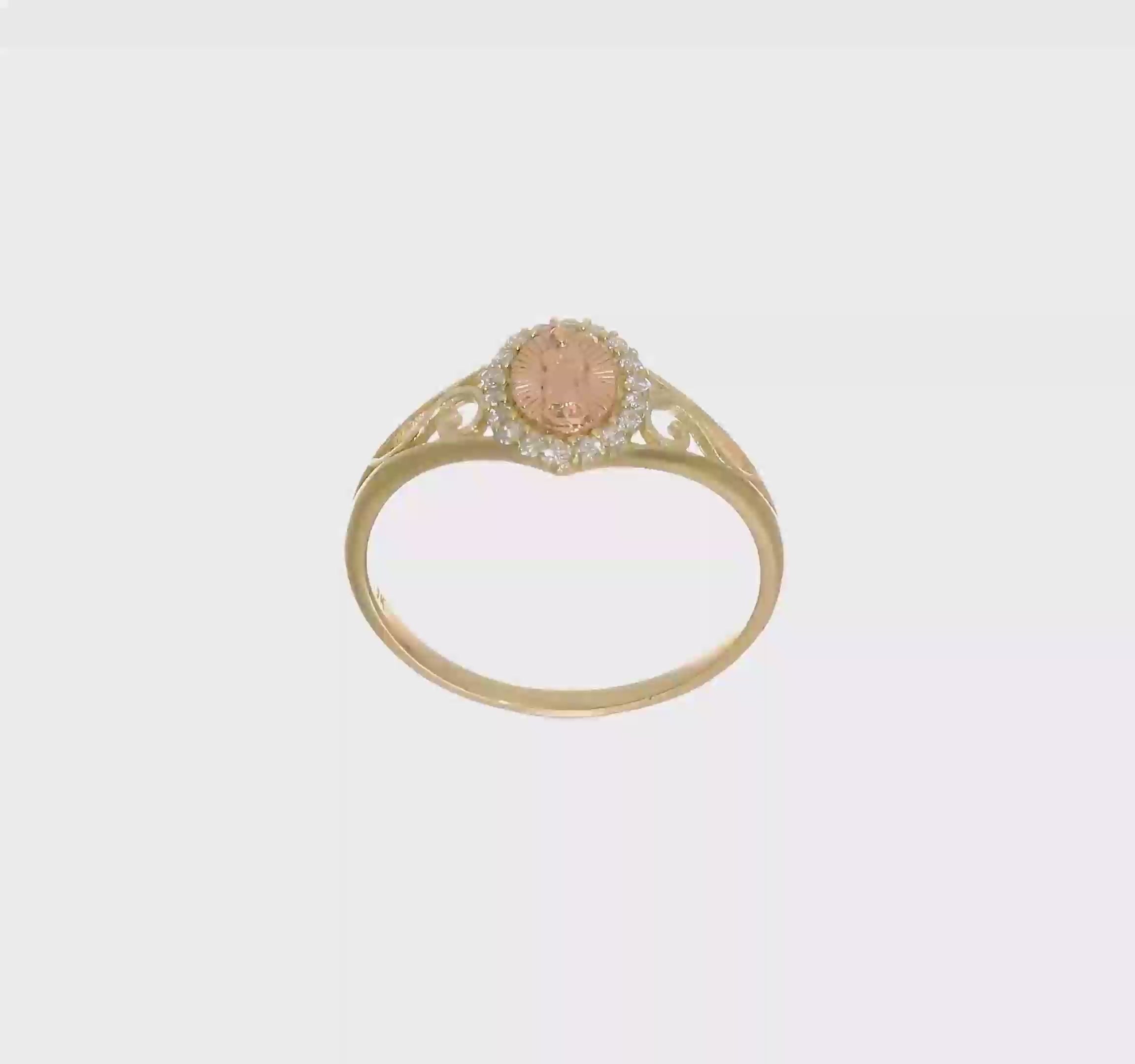 10KT Two-Tone CZ Guadalupe Ring