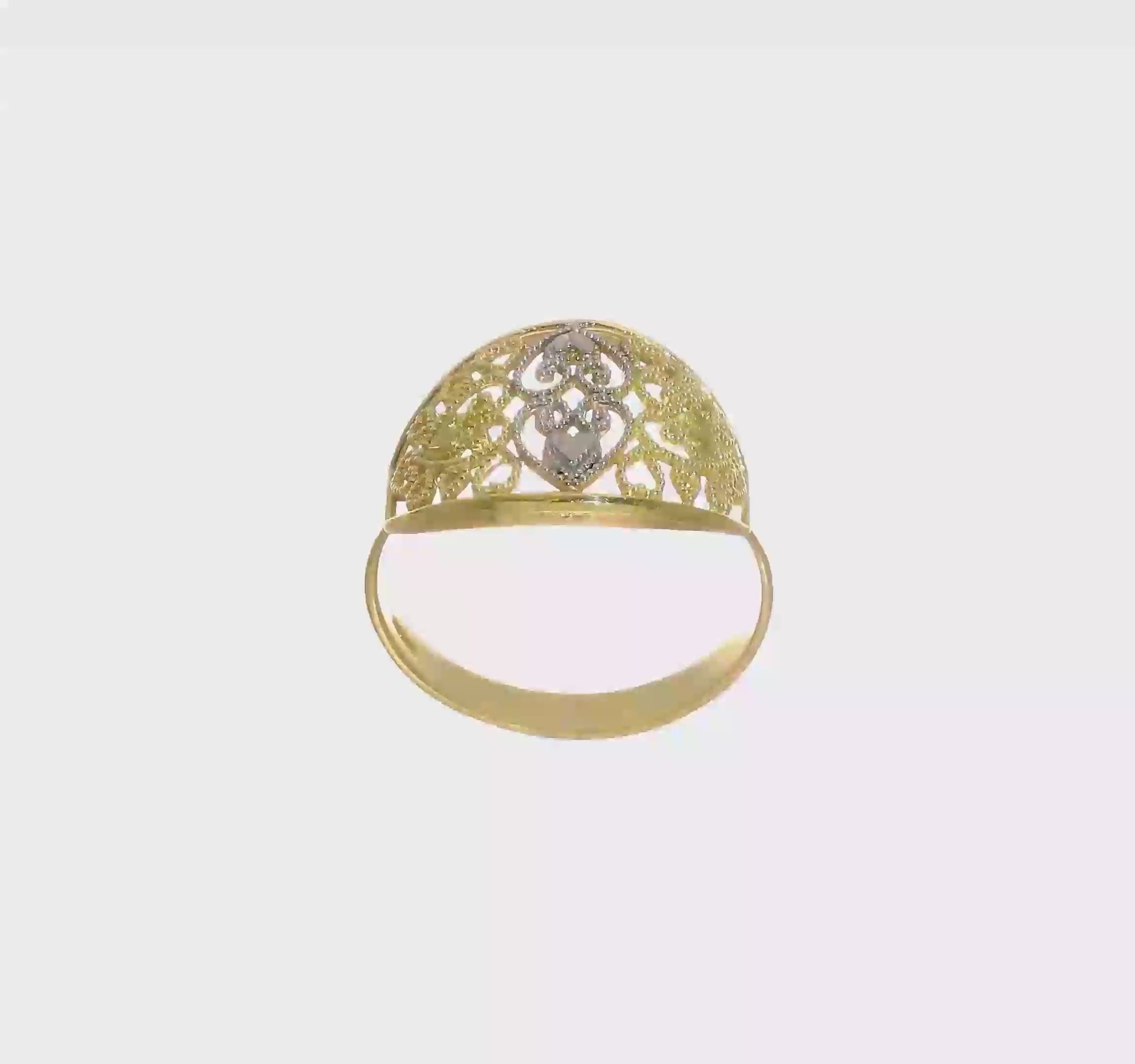10KT Two Tone w/Rhodium Filigree Heart Ring