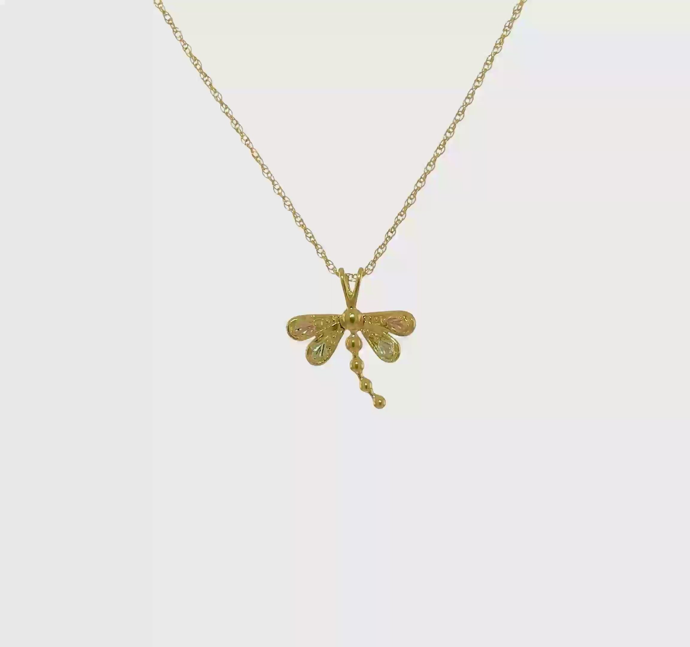 10kt Tri-Color Black Hills Gold Dragonfly Necklace