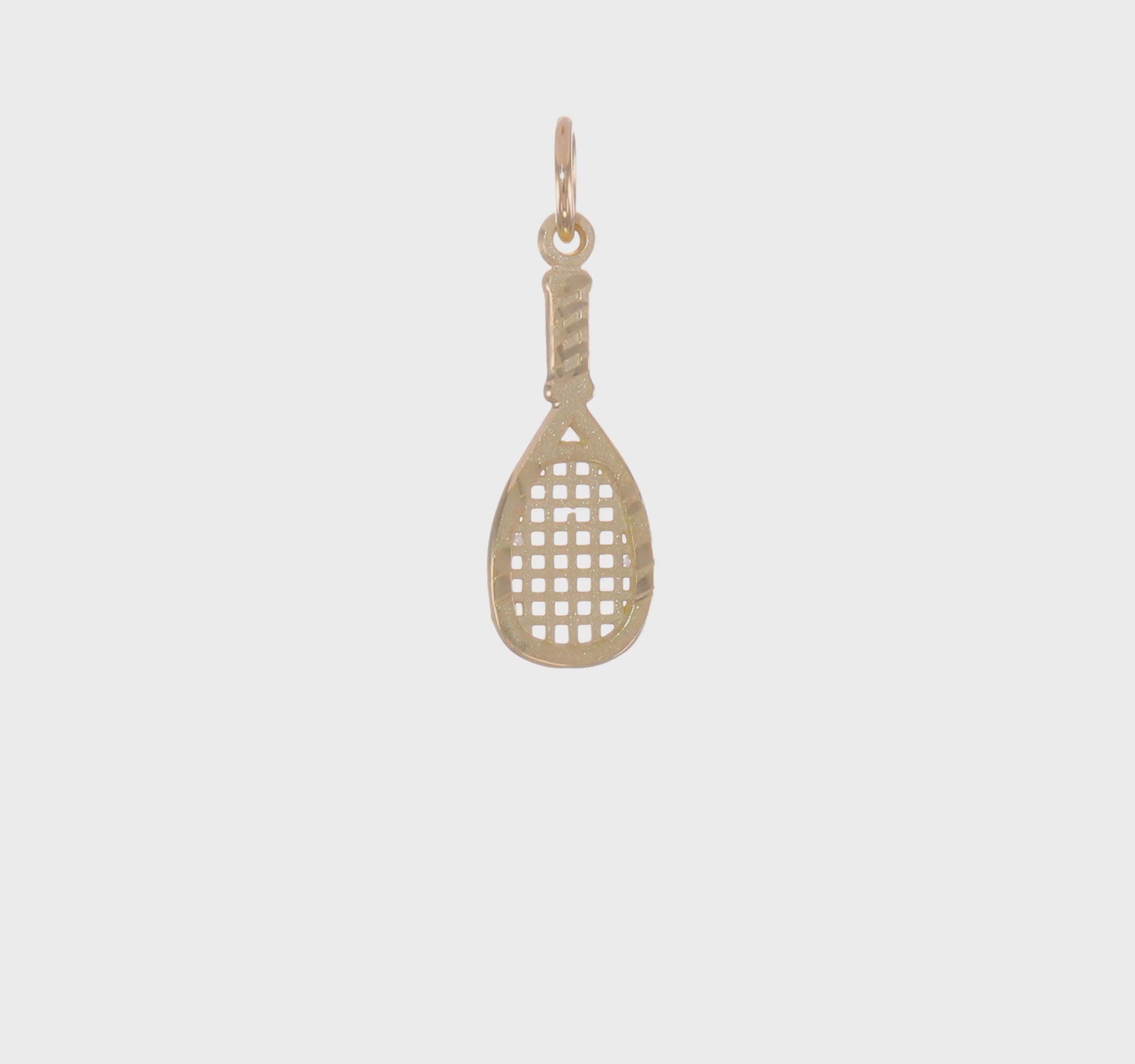 10kt Yellow Gold Solid Racquetball Racquet Charm