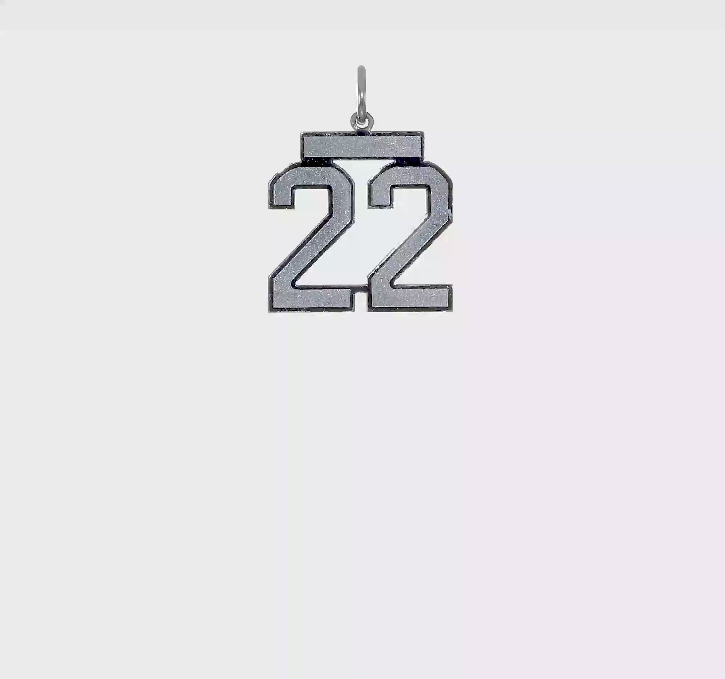 14kt White Gold Medium Satin Number 22 Charm