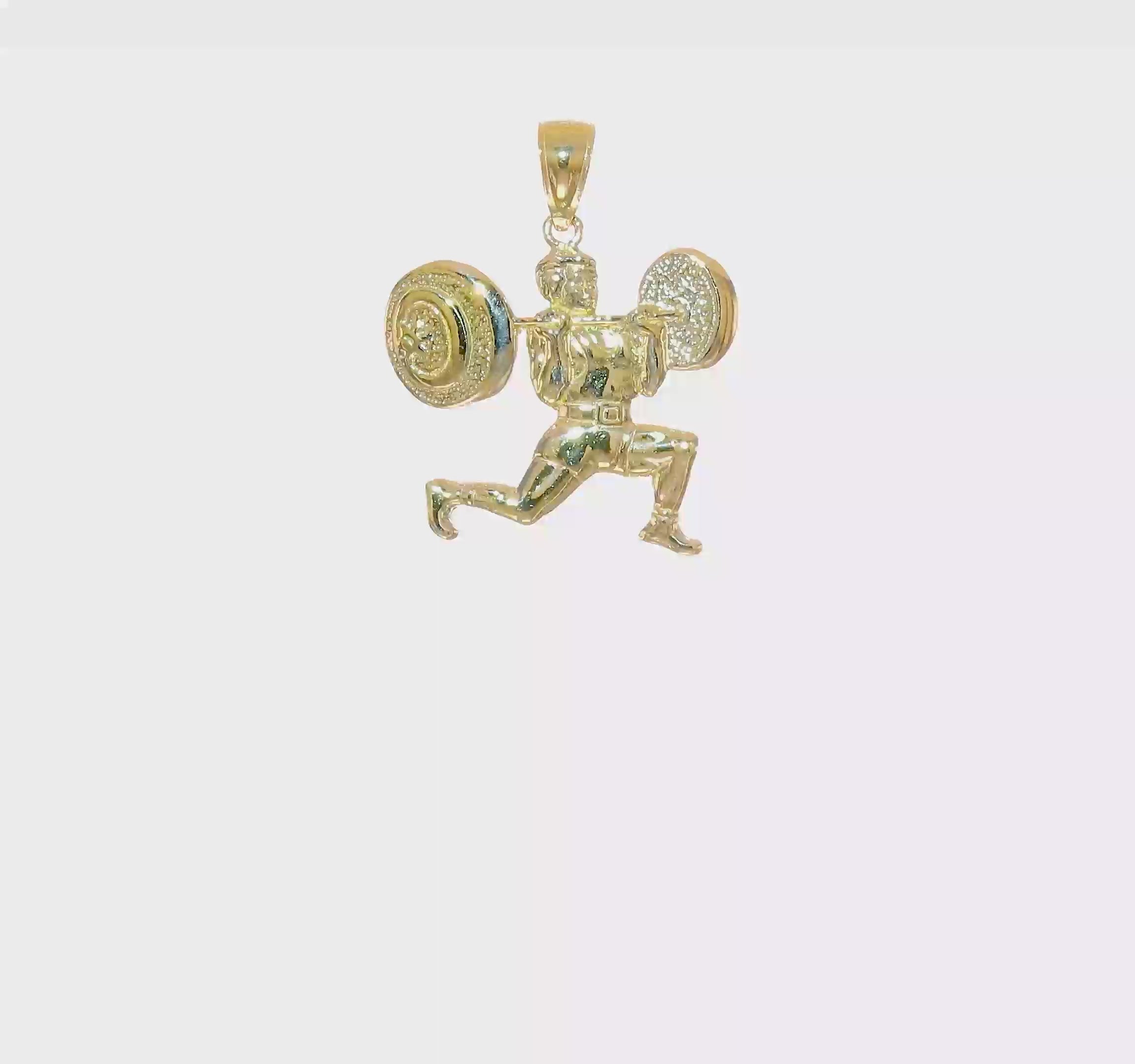 10kt Yellow Gold Solid Polished Weightlifter Charm