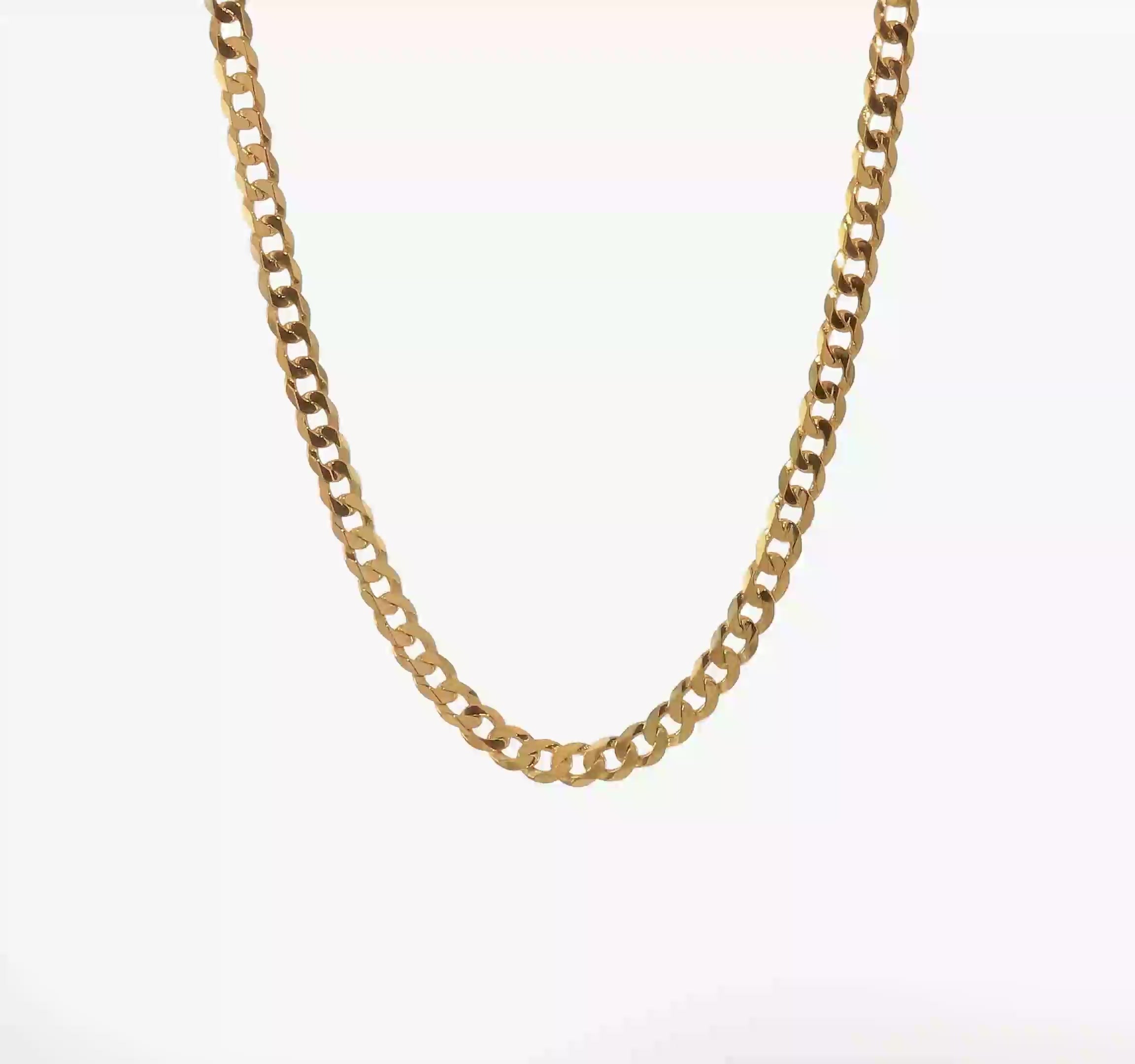 14KT Yellow Gold 6.1mm Flat Beveled Curb Chain