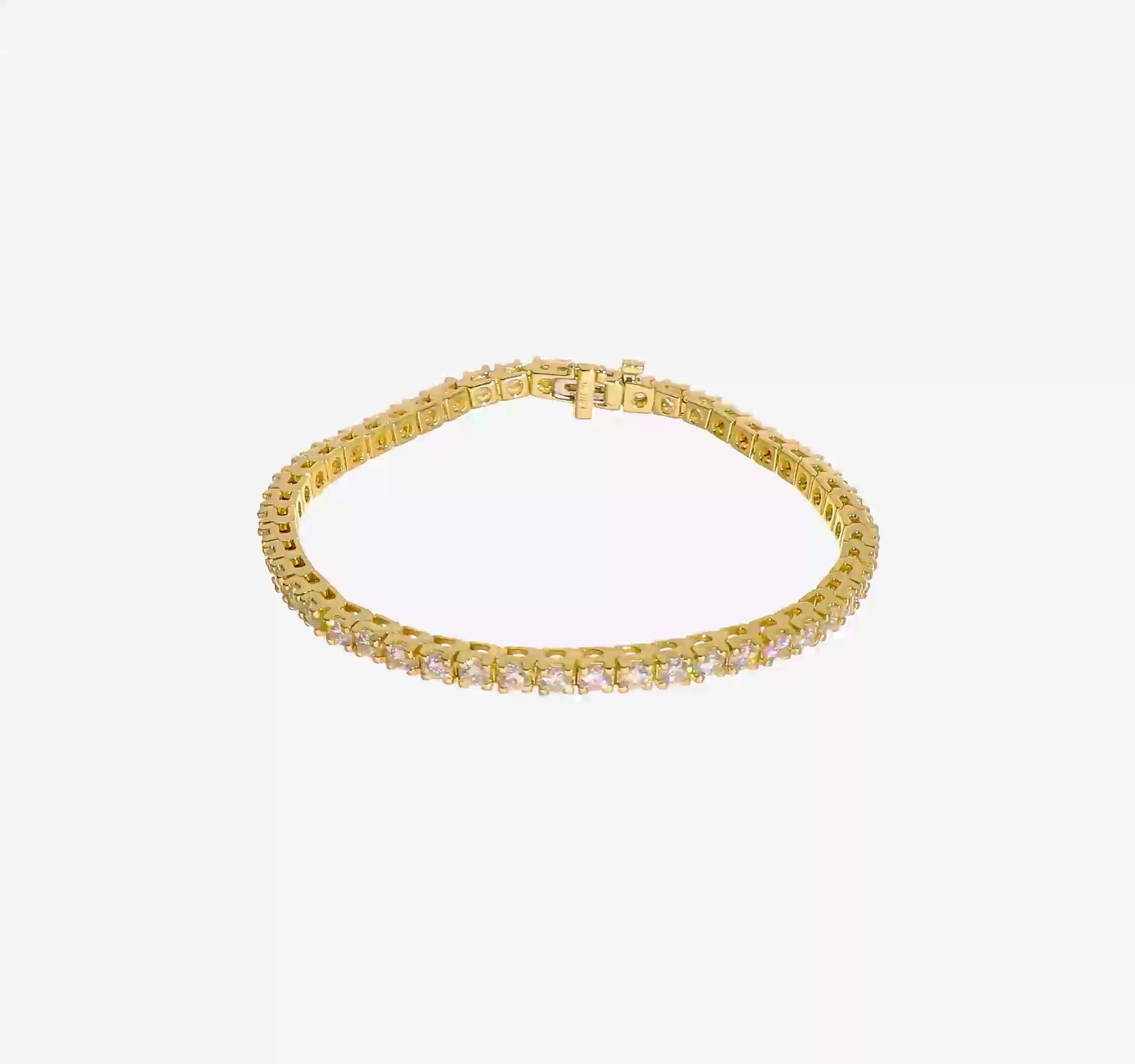 14kt Yellow Gold 5.00ctw. Colorless Moissanite 4 Prong Tennis Bracelet