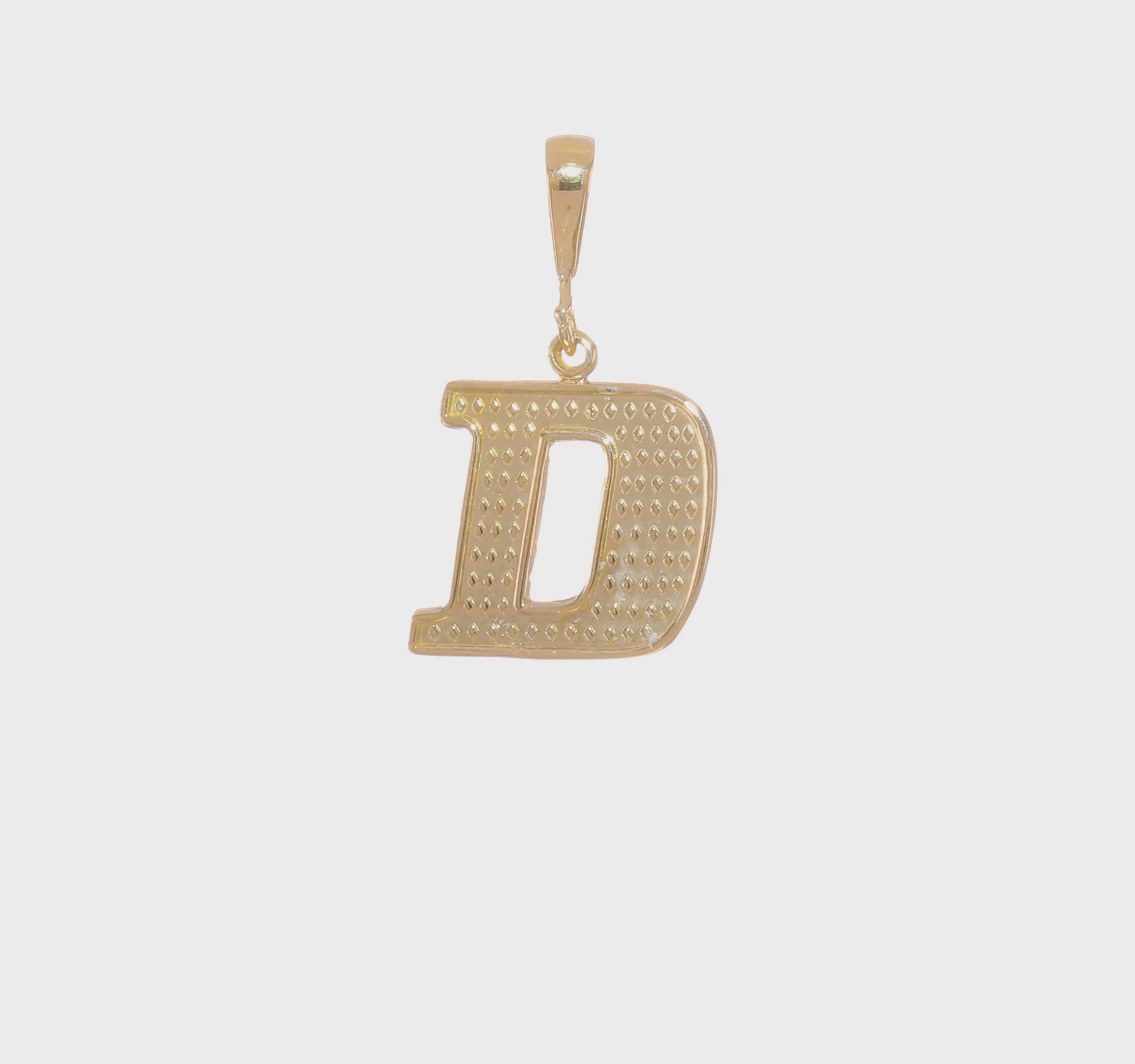 14kt Yellow Gold Textured Initial D Charm