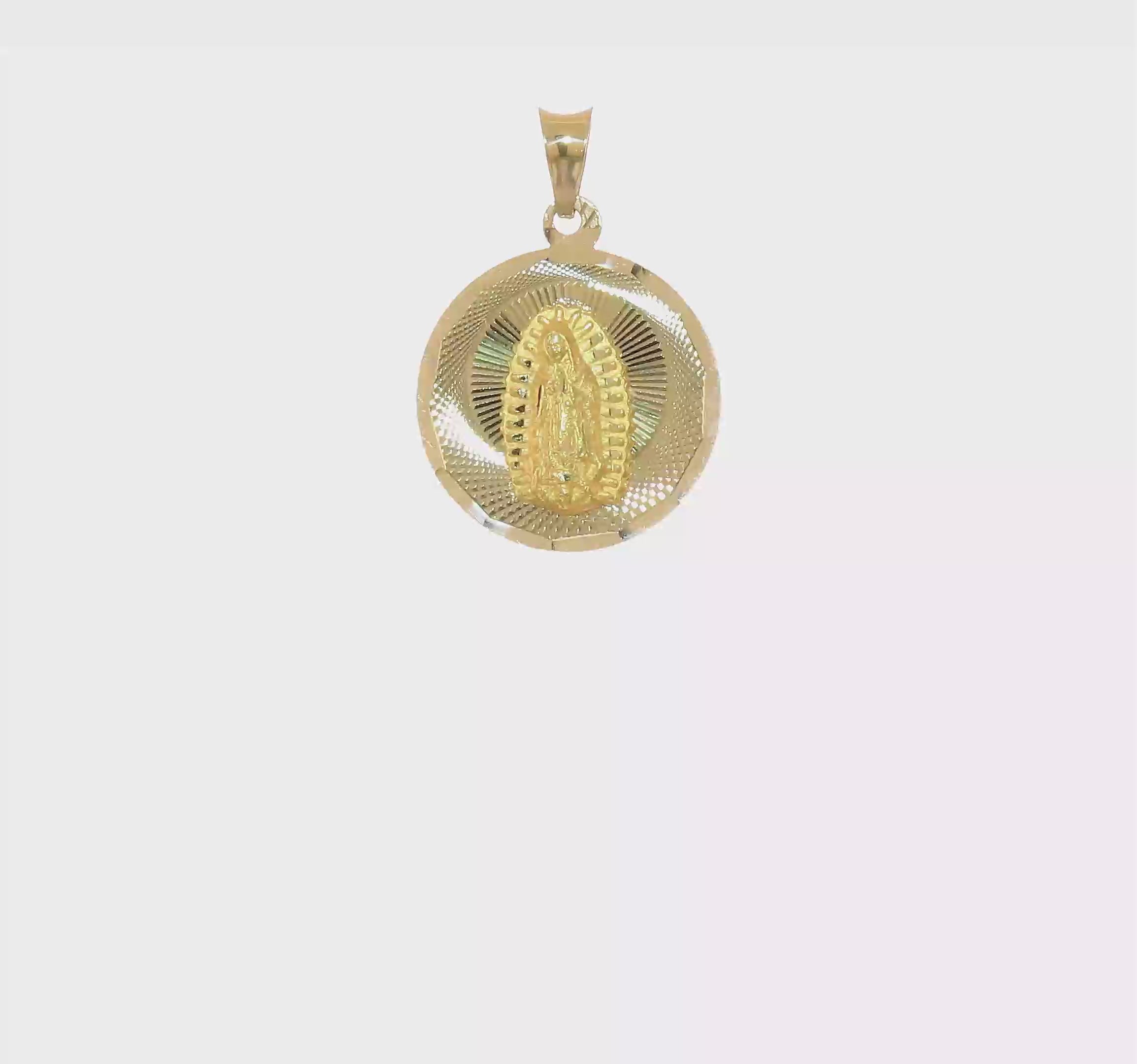 14KT Yellow Gold Polished D/C Lady Of Guadalupe Circle Pendant