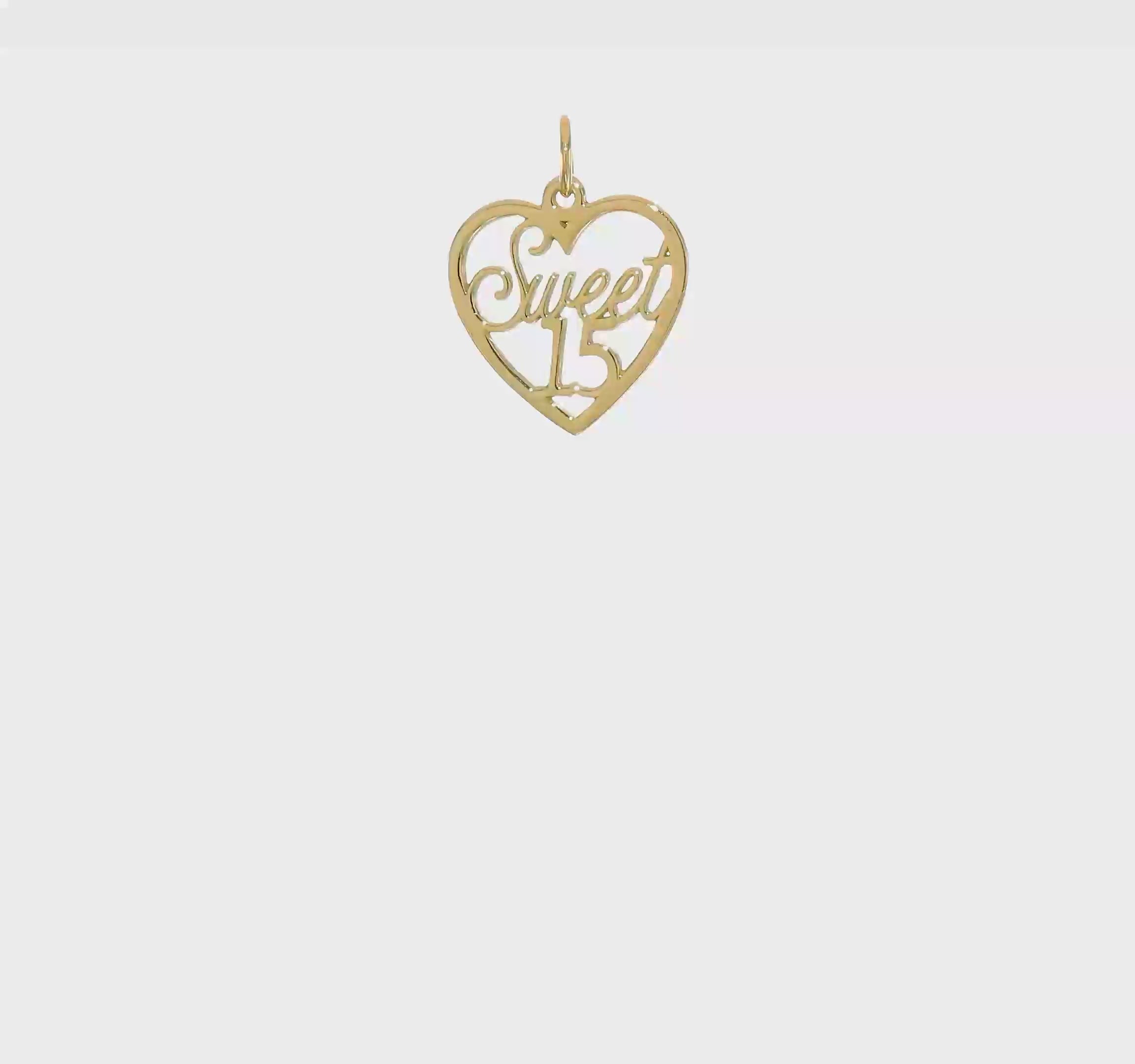 10KT Yellow Gold SWEET 15 In Heart Charm