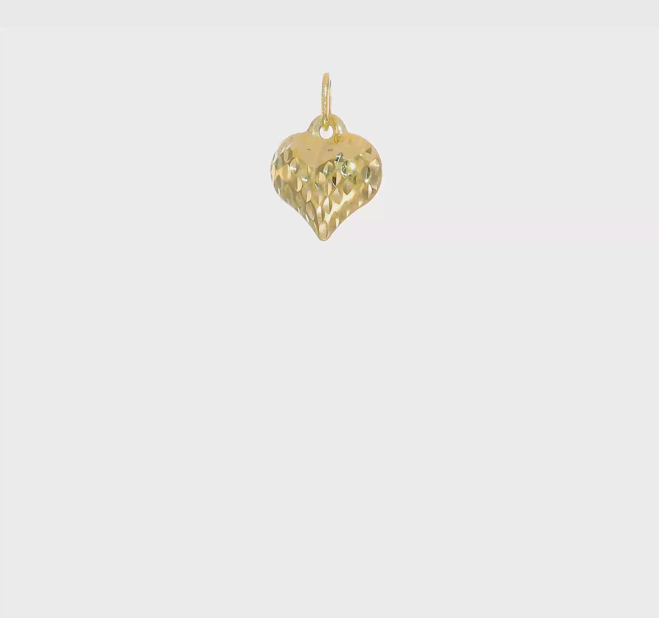 10KT Yellow Gold Polished & Textured 3-D Heart Pendant