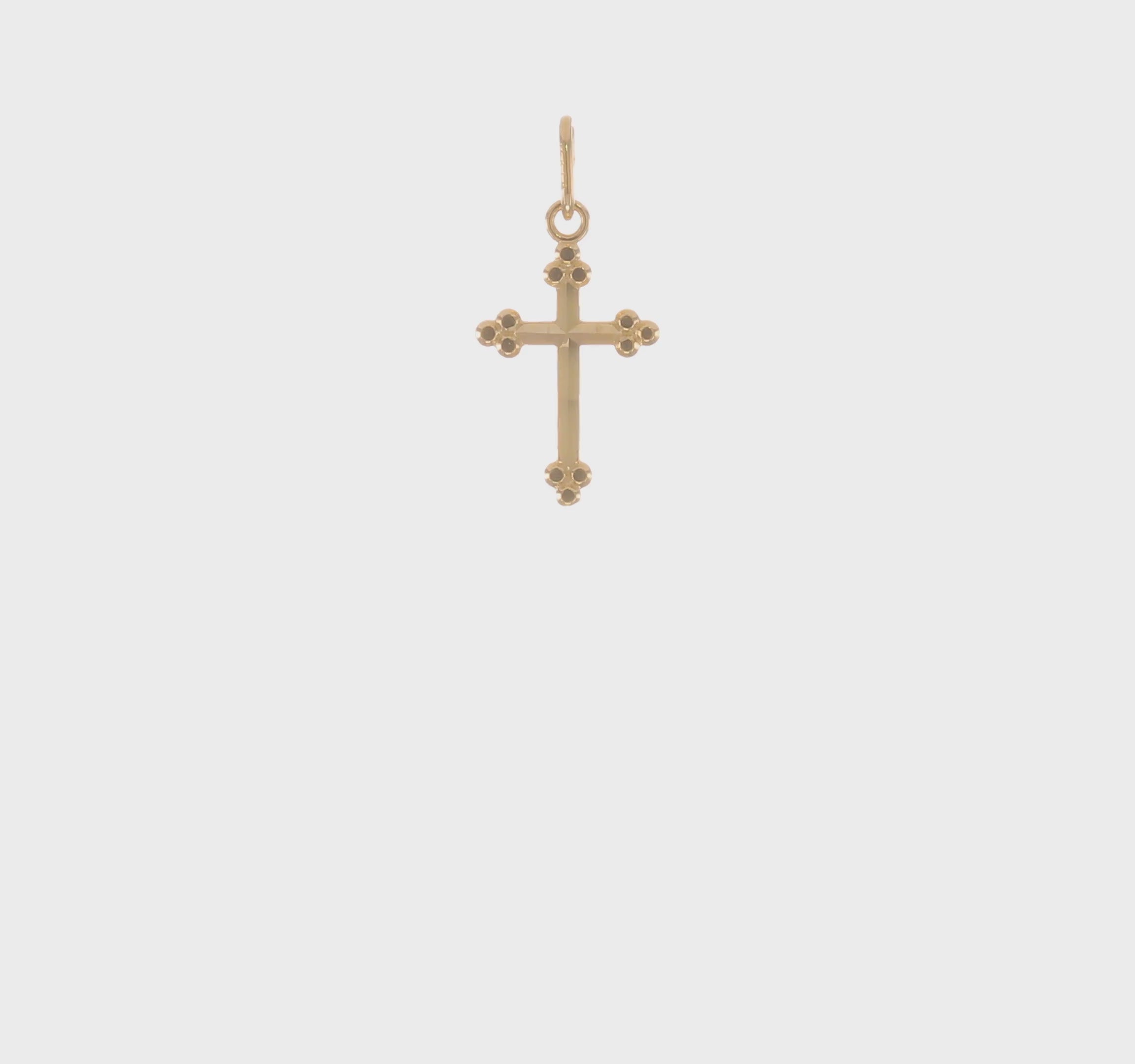 14kt Yellow Gold Small D/C Budded Cross Pendant