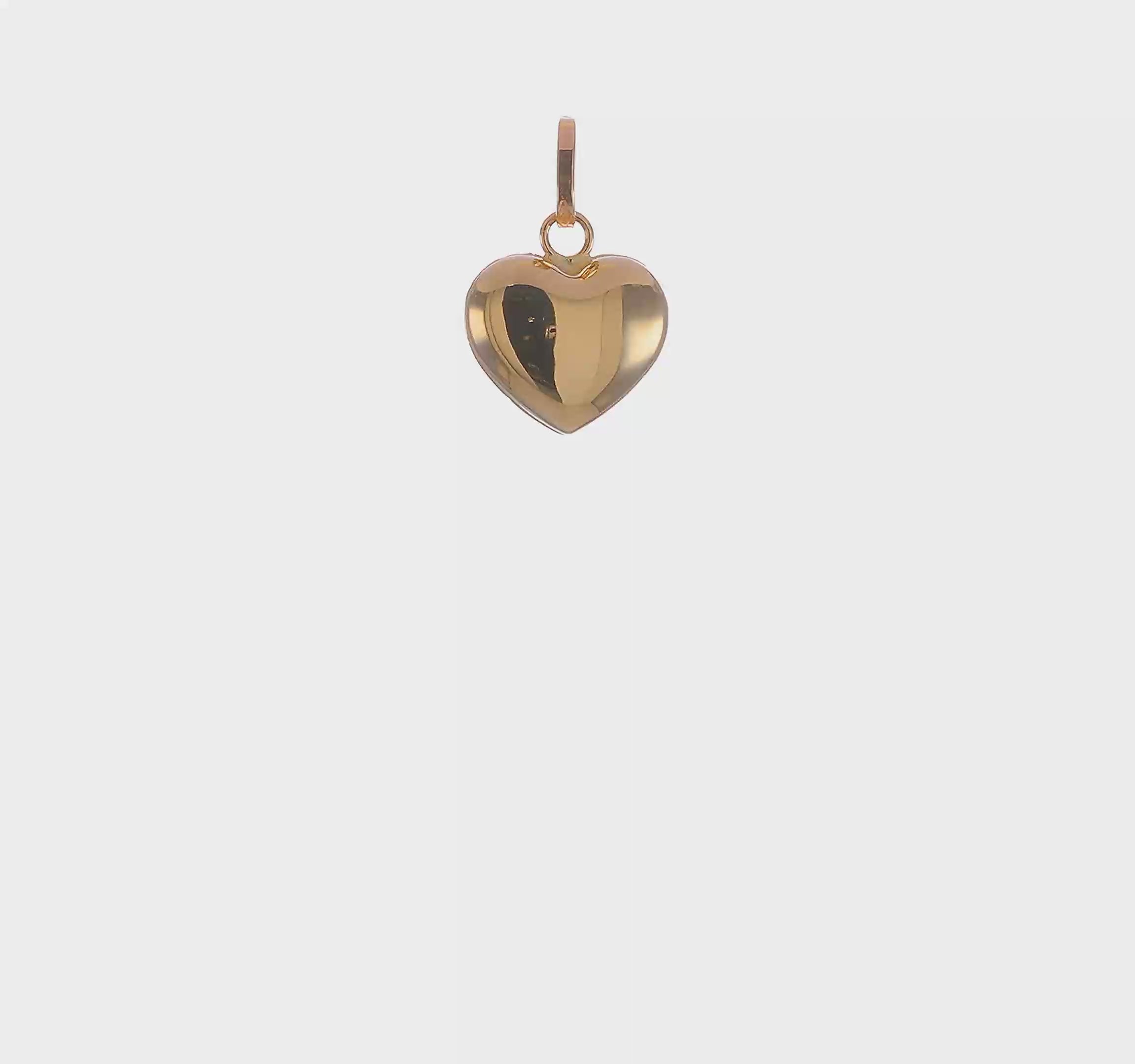 14KT Yellow Gold Polished 3-D Puffed Heart Pendant