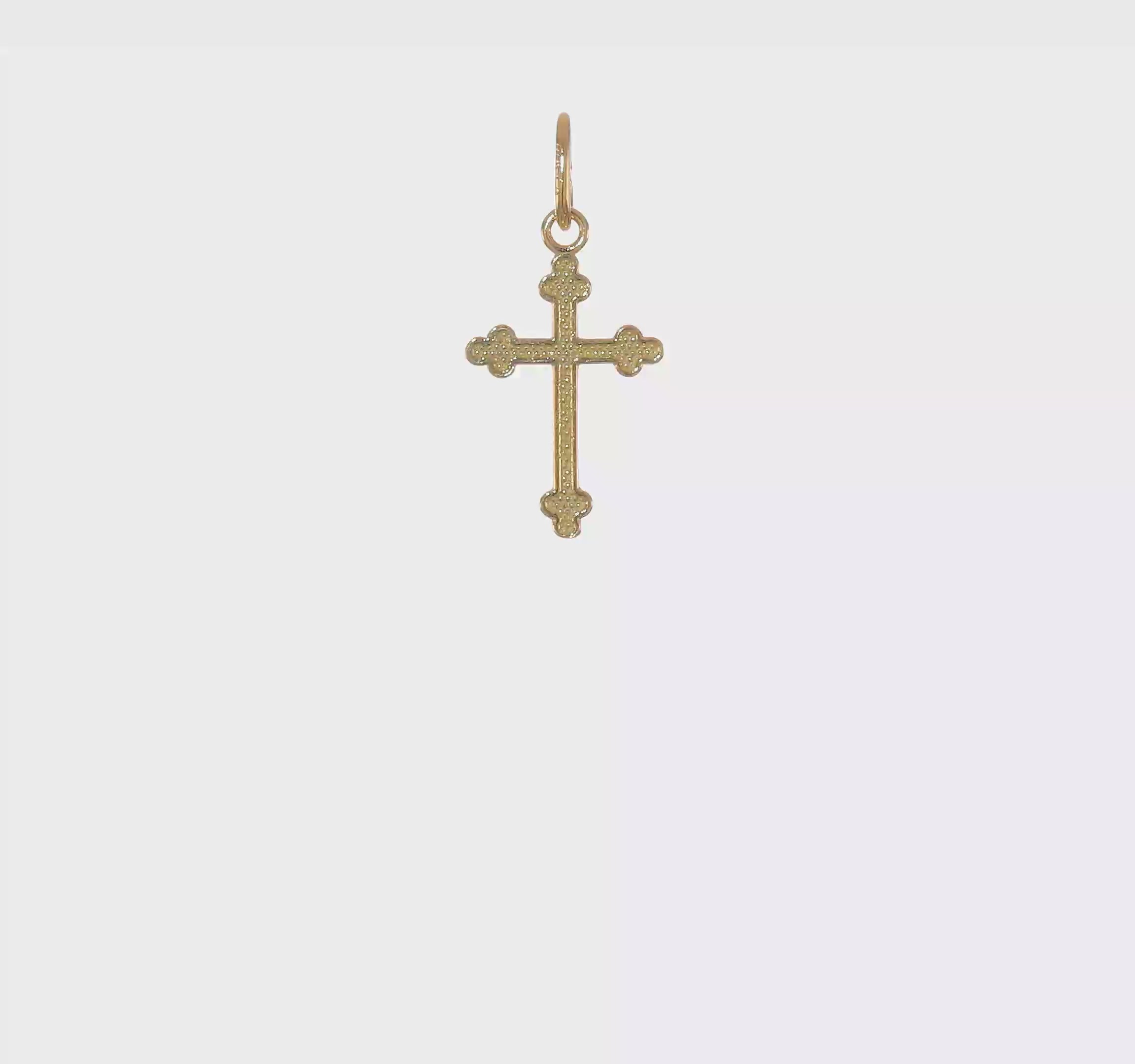 14kt Yellow Gold Polished Small Budded Cross Charm