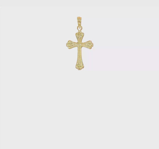 10kt Yellow Gold Polished Engraved Cross Charm