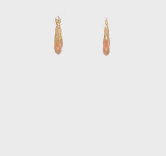 14kt Yellow & White and Rose Rhodium Flower Hoop Earrings