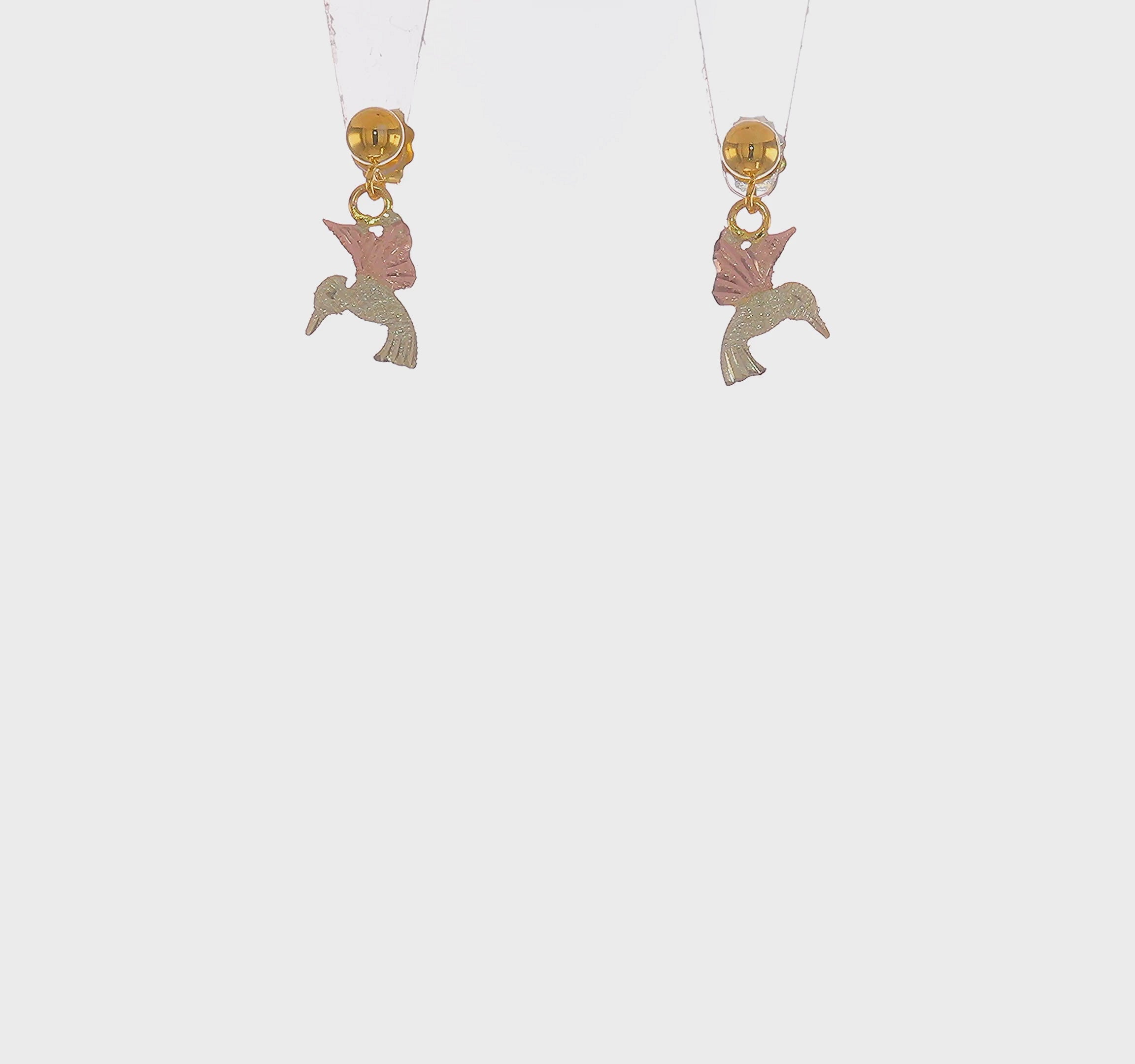 10kt Tri-color Black Hills Gold Post Dangle Earrings