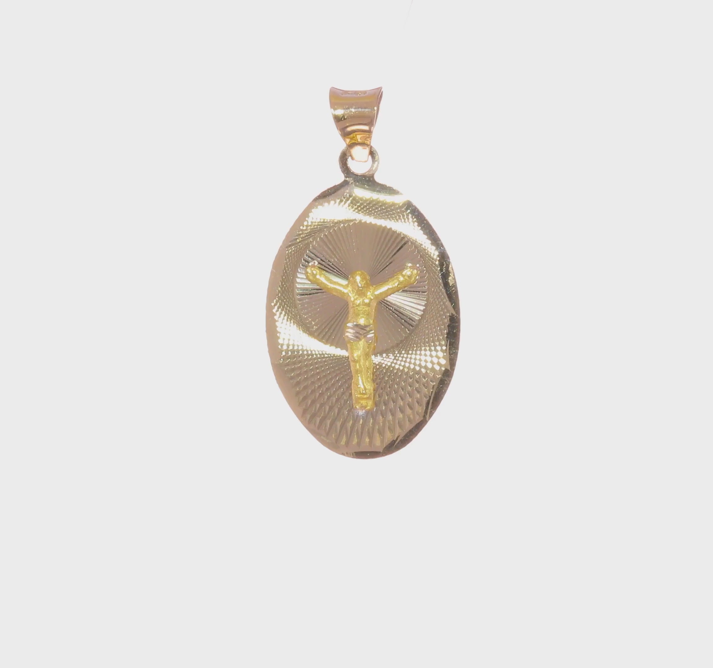 14KT Yellow Gold Polished D/C Corpus Oval Pendant