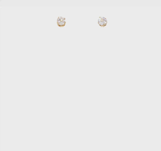 14kt Yellow Gold 4mm April/White Topaz Post Earrings