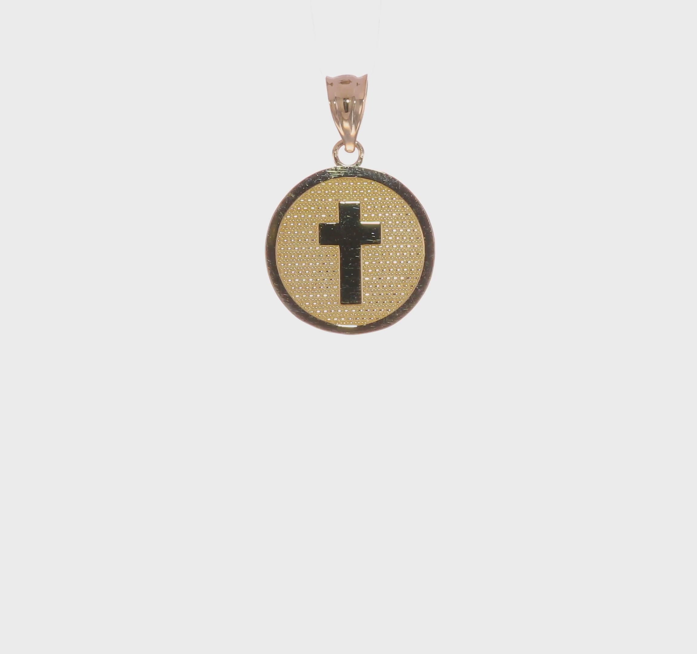 14KT Yellow Gold Reversible Cross and GOD BLESS Charm