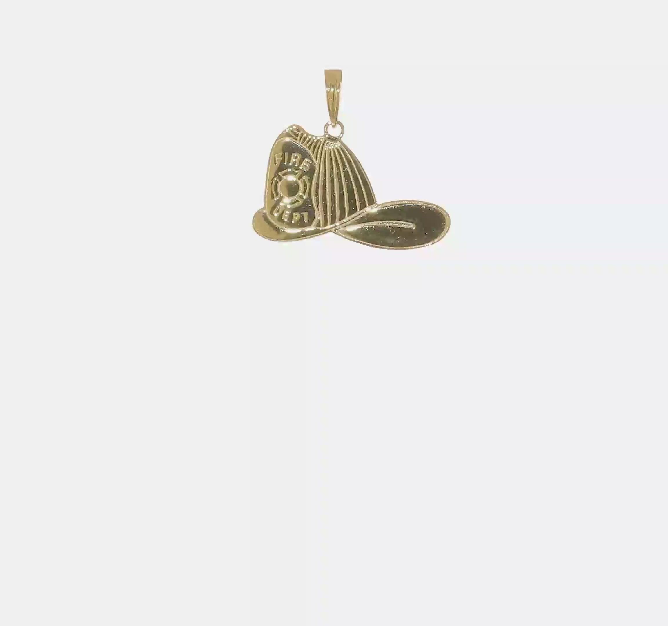 14kt Yellow Gold Large Firefighter Hat Pendant