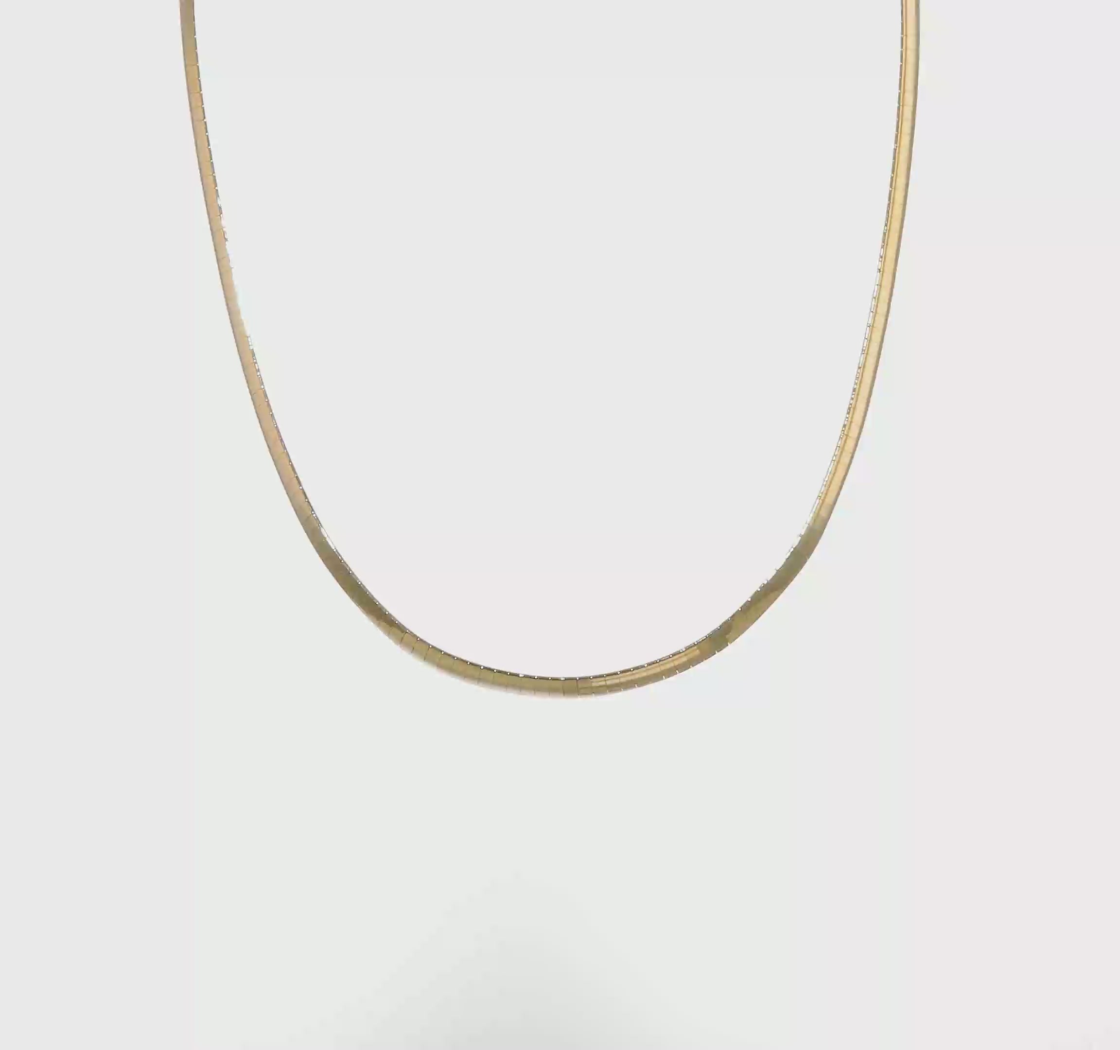 14kt Two-tone Lt Reversible 5mm Omega w/extender Necklace