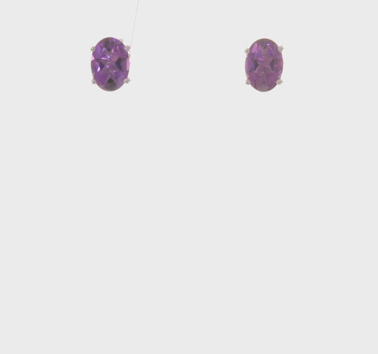 14kt White Gold 7x5mm Oval Amethyst Earrings