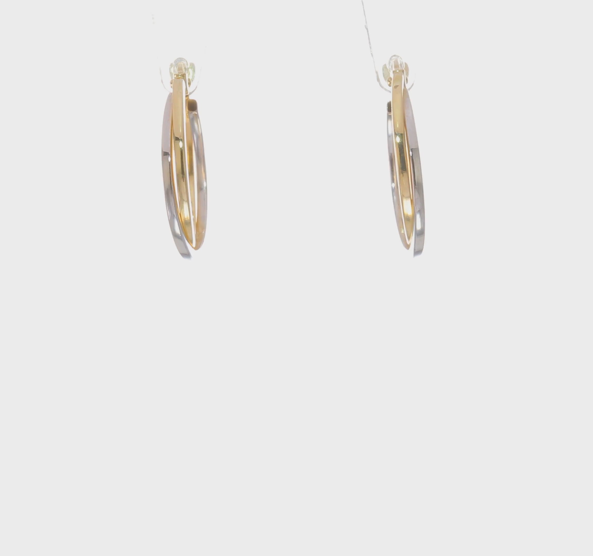 14kt Two-tone Polished Hollow Hoop Earrings