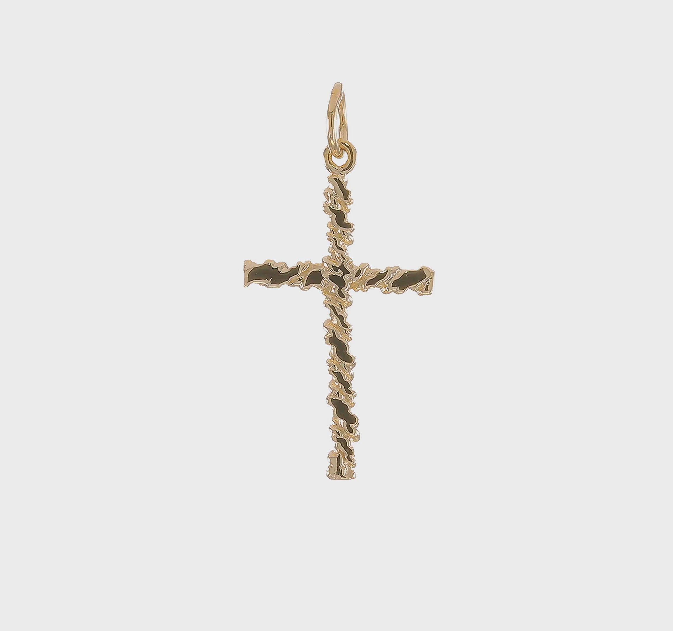10KT Yellow Gold Nugget Cross Charm