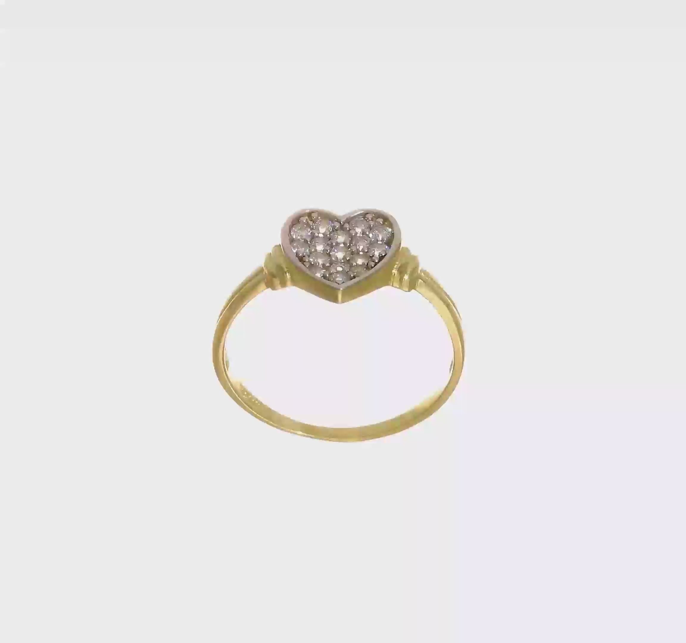 10kt Yellow Gold w/Rhodium CZ Heart Ring
