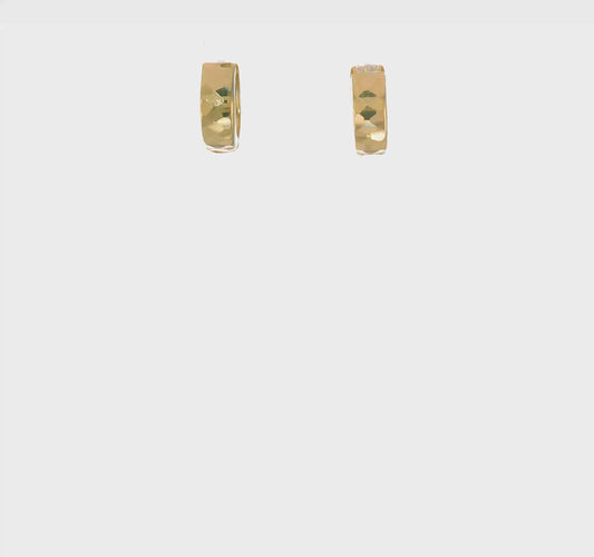 14kt Yellow Gold Textured Hinged Hoop Earrings