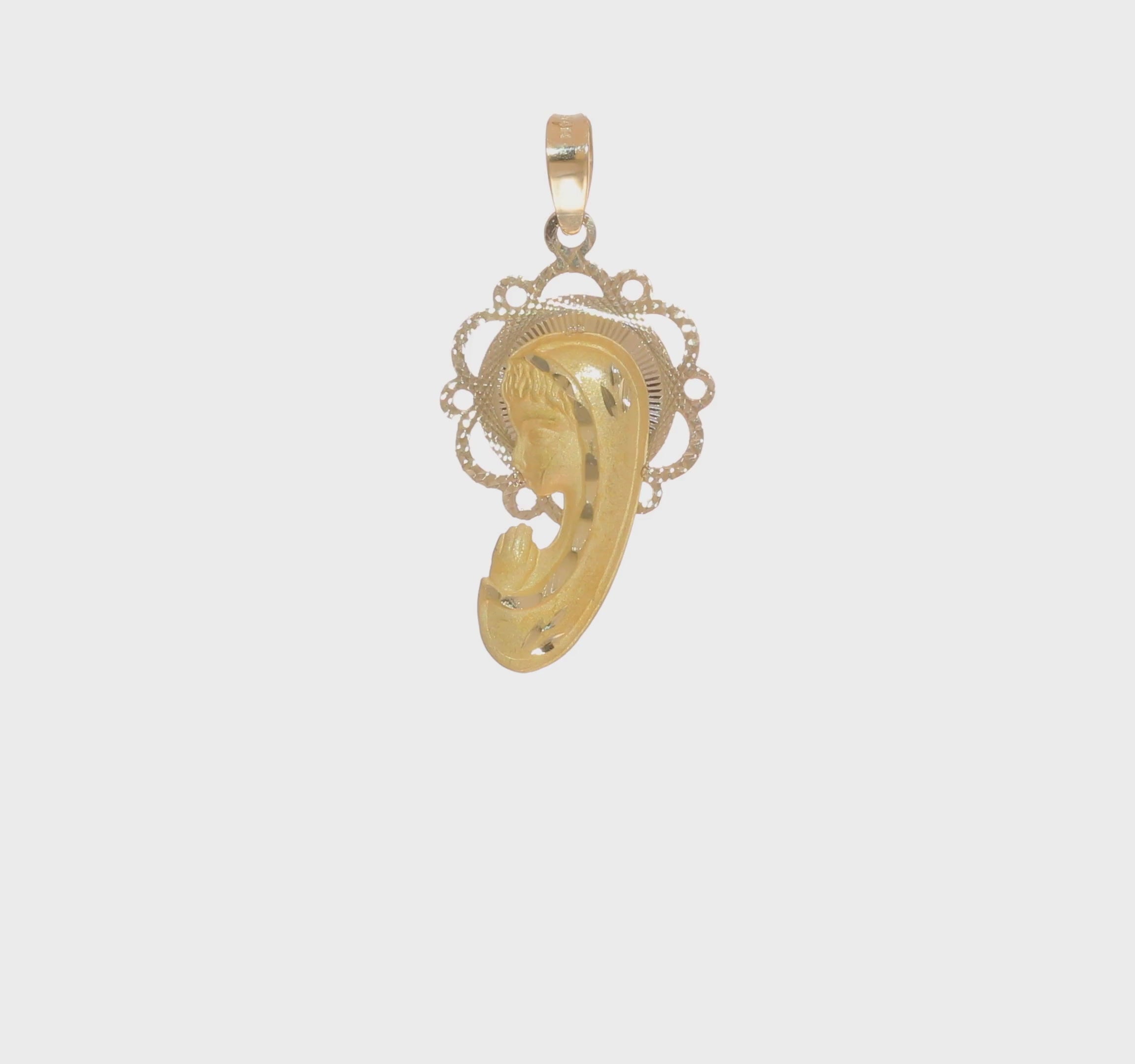 14kt Yellow Gold Satin and Polished Mary Pendant
