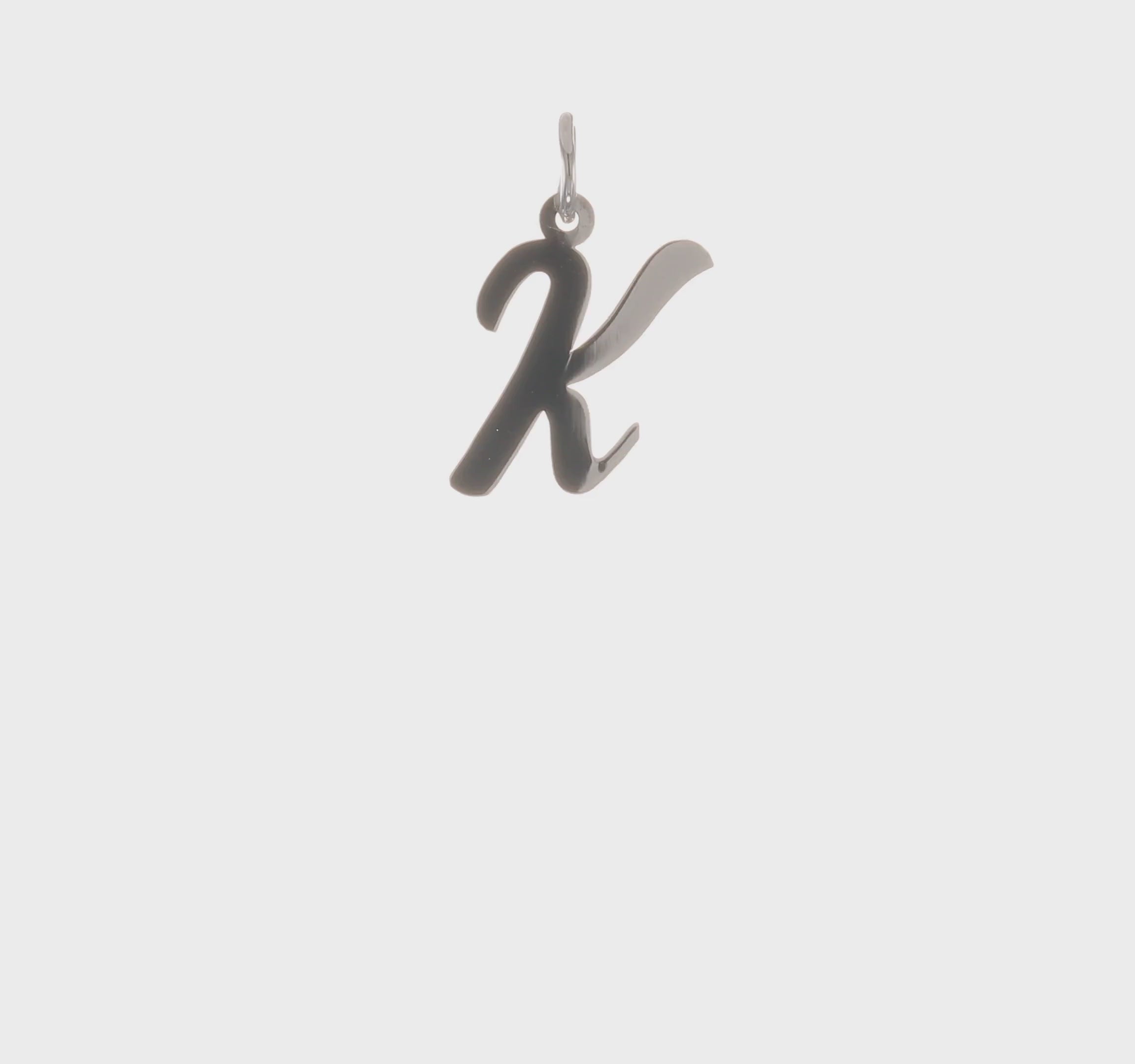 14kt White Gold Medium Script Letter K Initial Charm