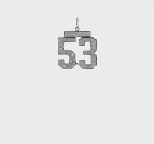 14kt White Gold Medium Satin Number 53 Charm
