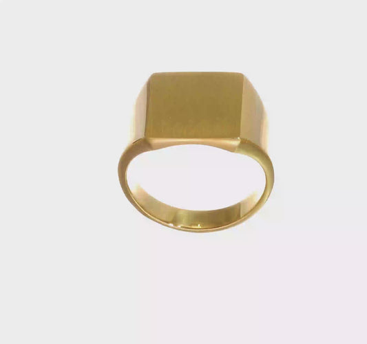 14kt Yellow Gold 13.5x15.0mm Closed Back Mens Signet Ring