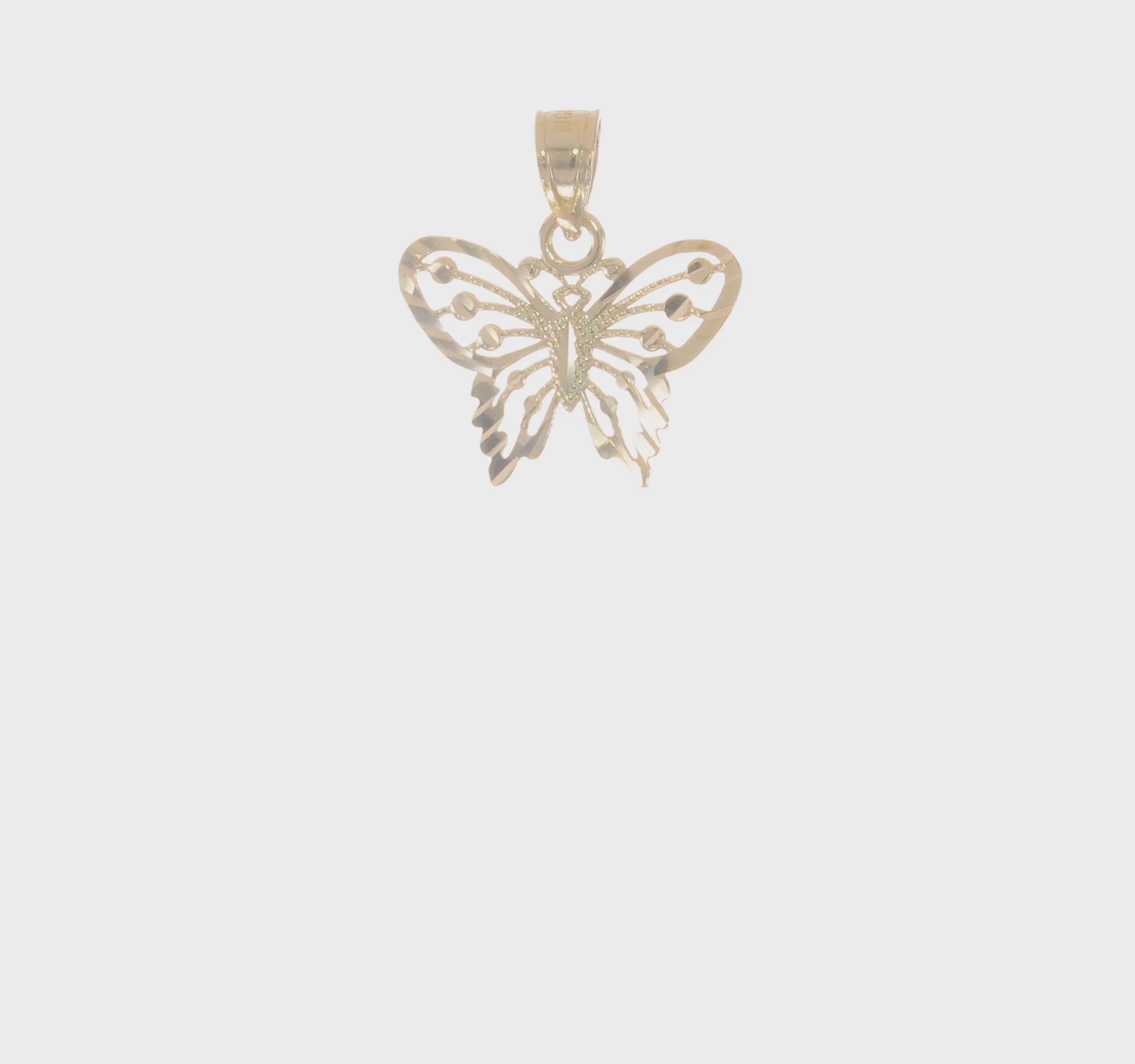 10kt Yellow Gold Diamond-Cut Butterfly Charm