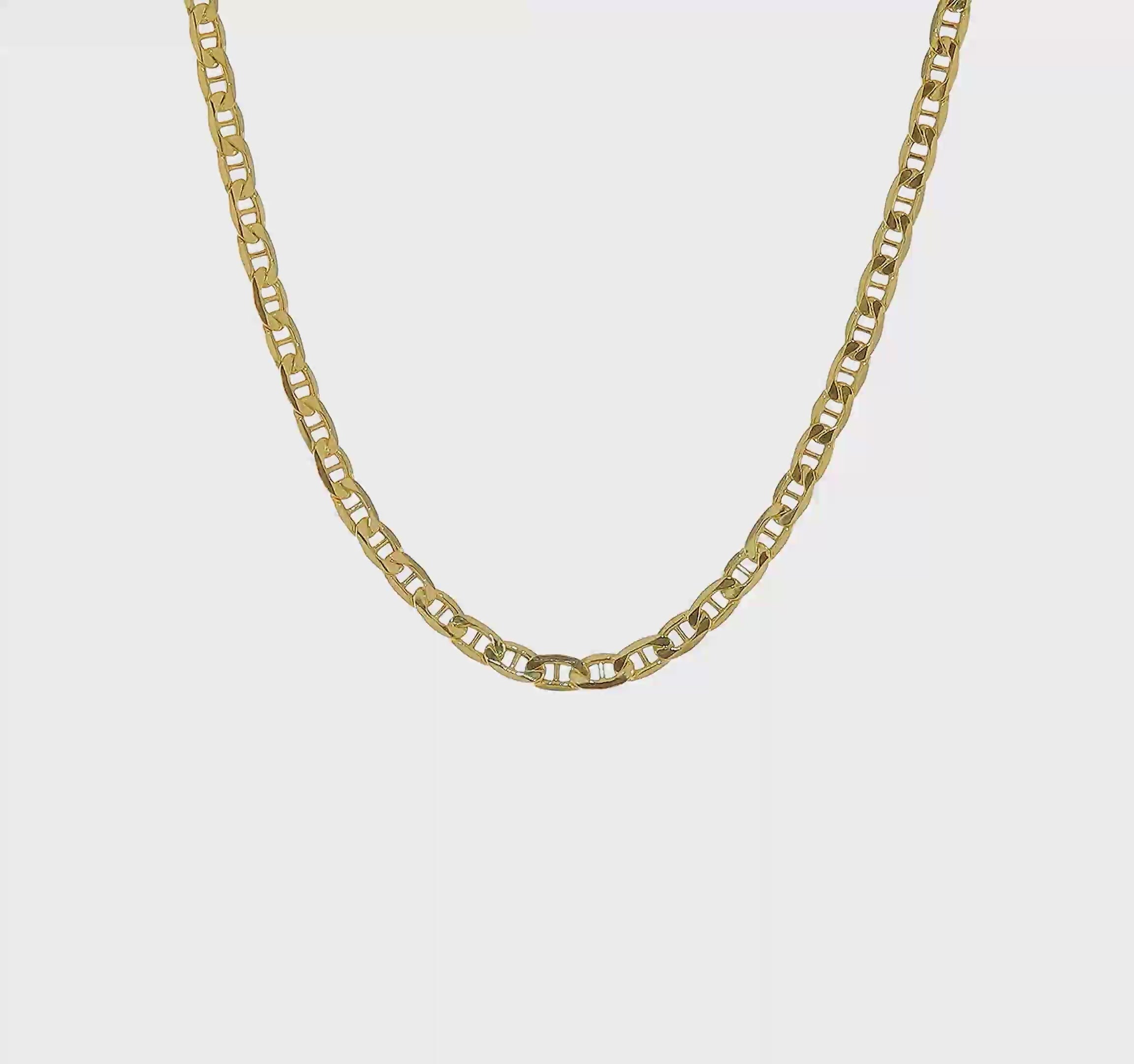 10kt Yellow Gold 4mm Semi-Solid Anchor Chain
